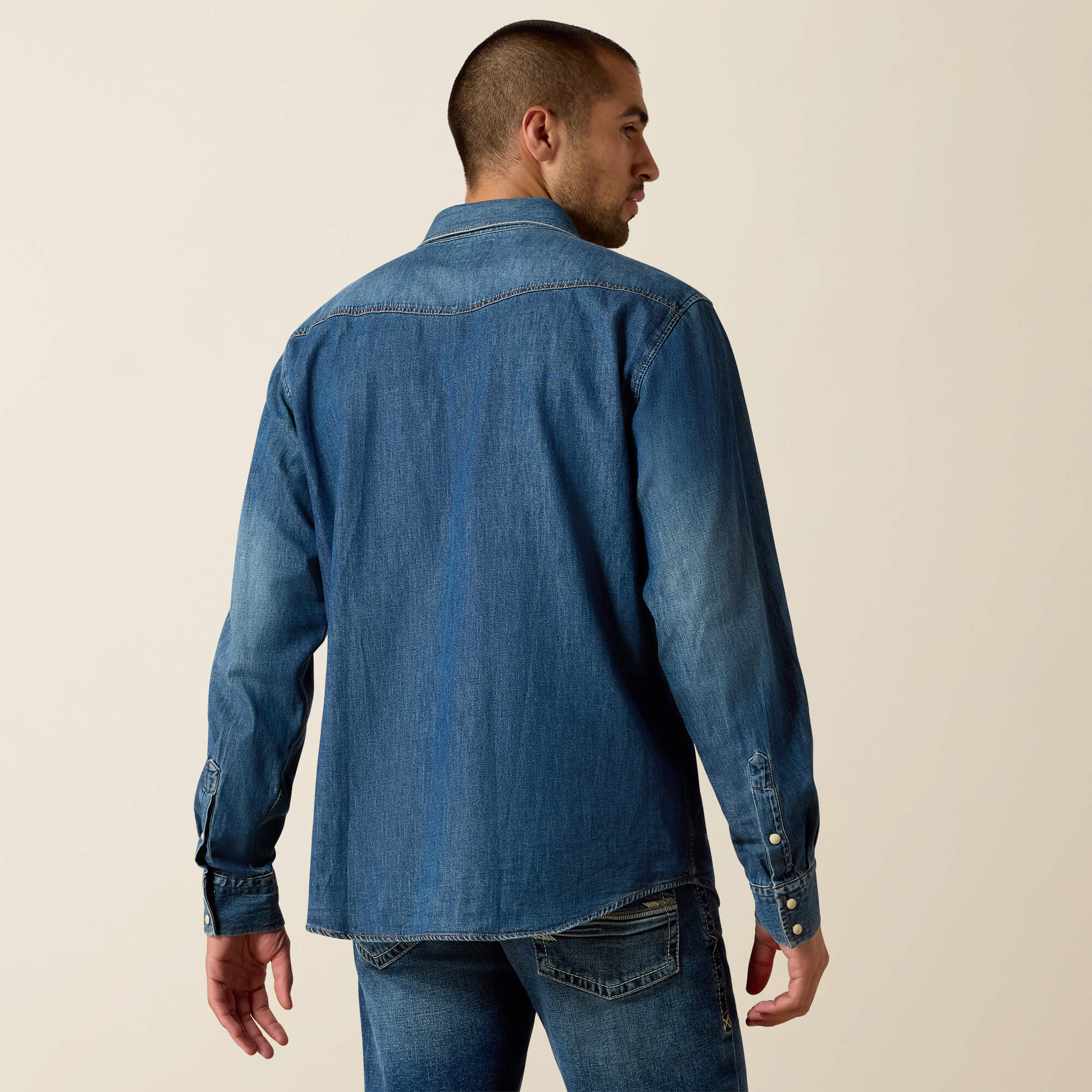 Denim Retro Fit Shirt Back - STONE