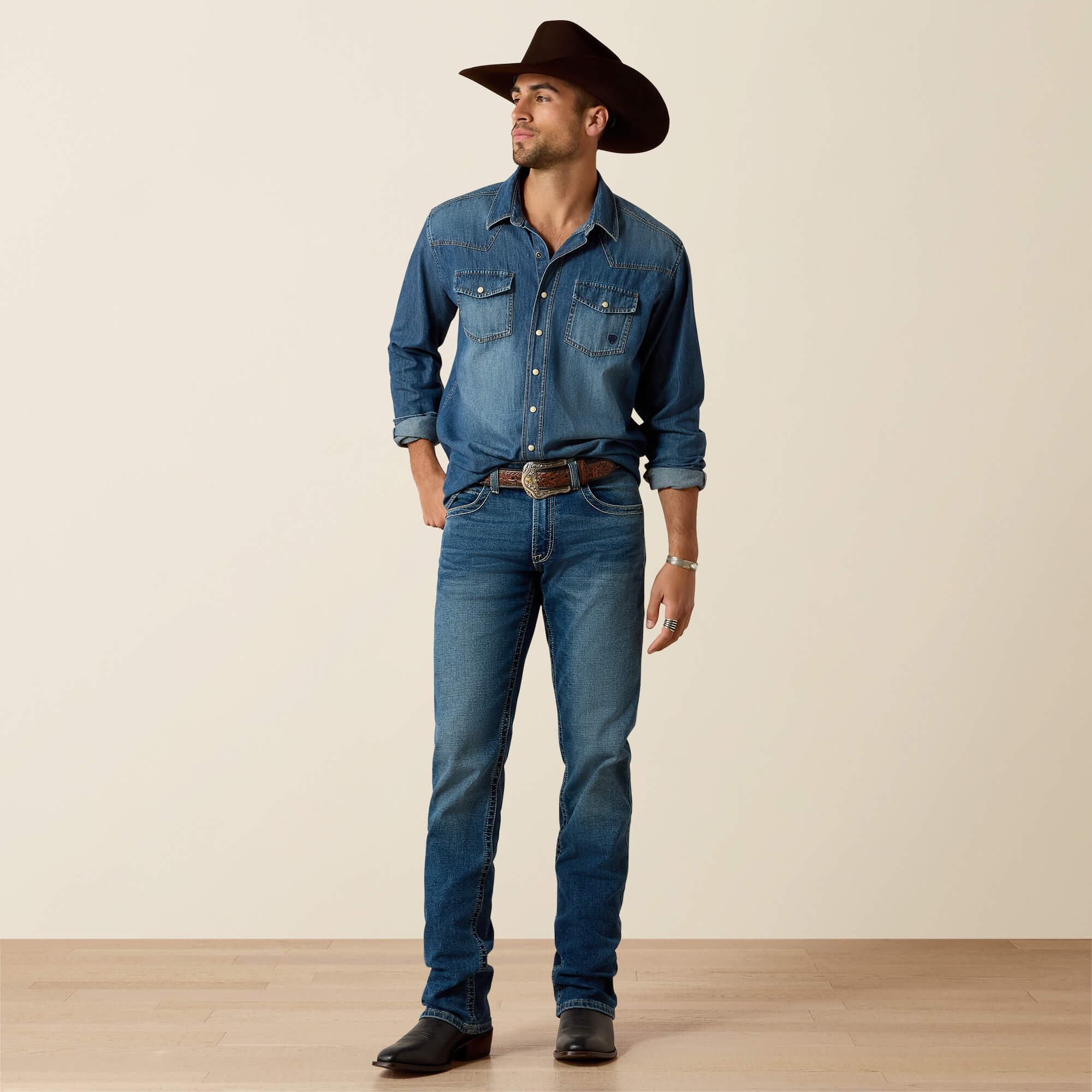 Denim Retro Fit Shirt Full - STONE