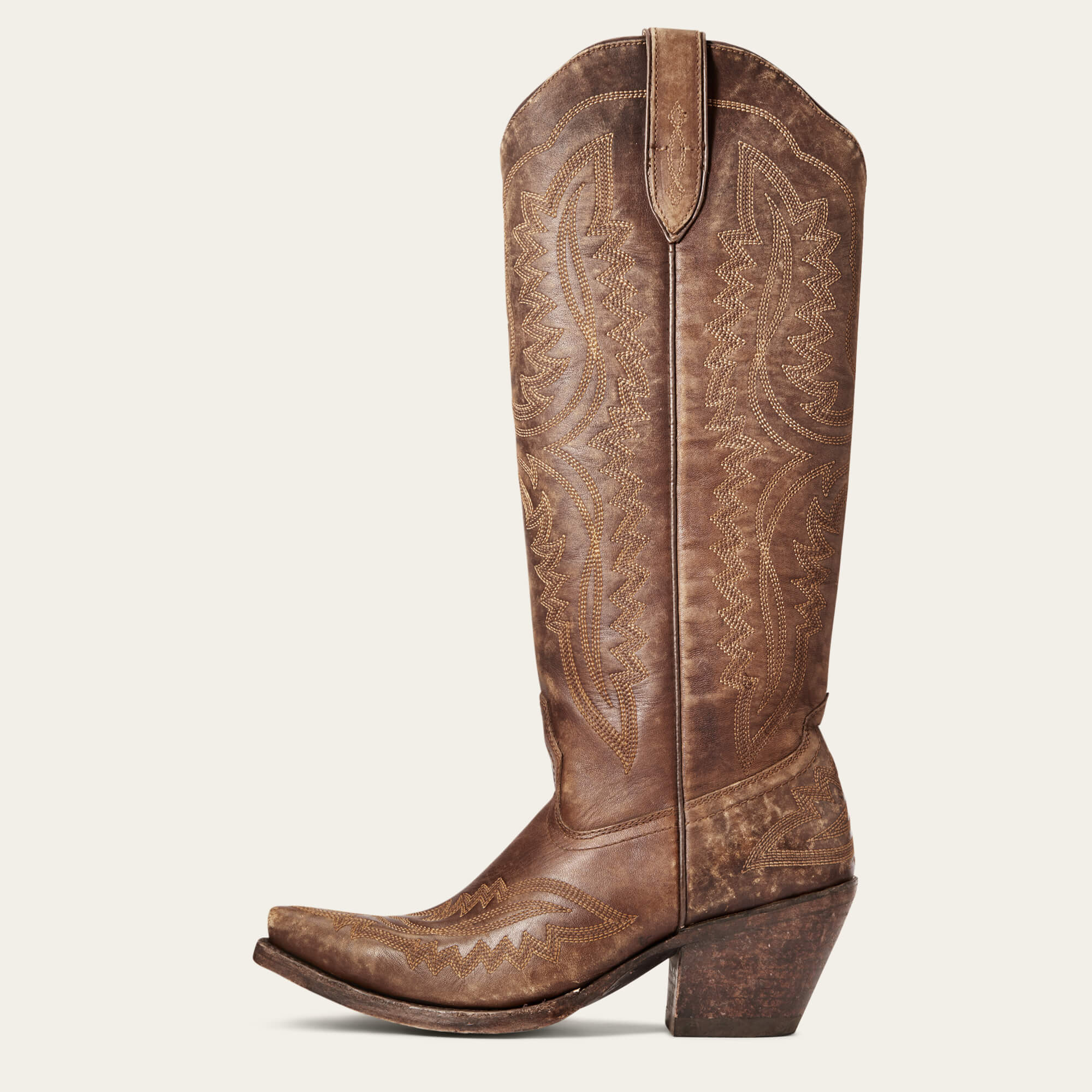Casanova X Toe Western Boot Side - NATURALLY DISTRESSED BROWN