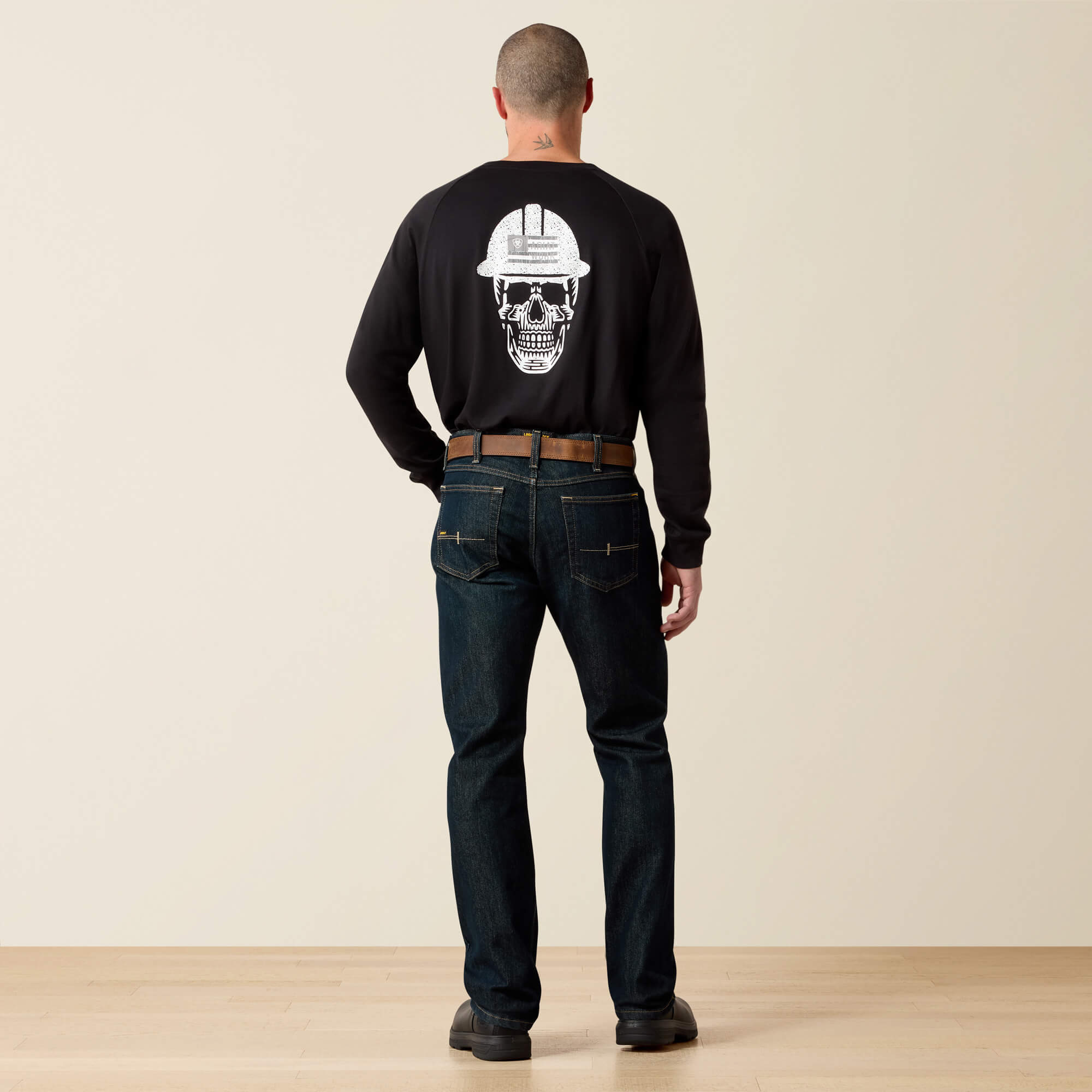 Rebar M7 Slim DuraStretch Basic Stackable Straight Leg Jean Back - BLACKSTONE