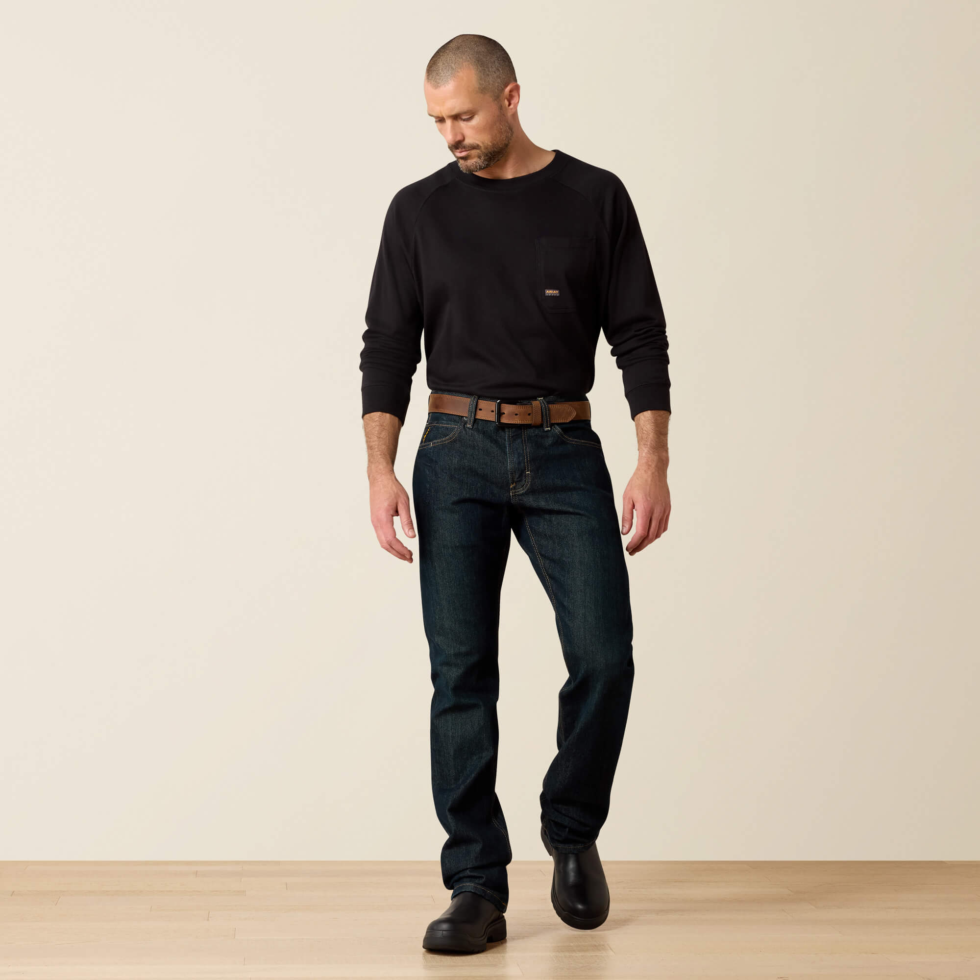 Rebar M7 Slim DuraStretch Basic Stackable Straight Leg Jean Full - BLACKSTONE