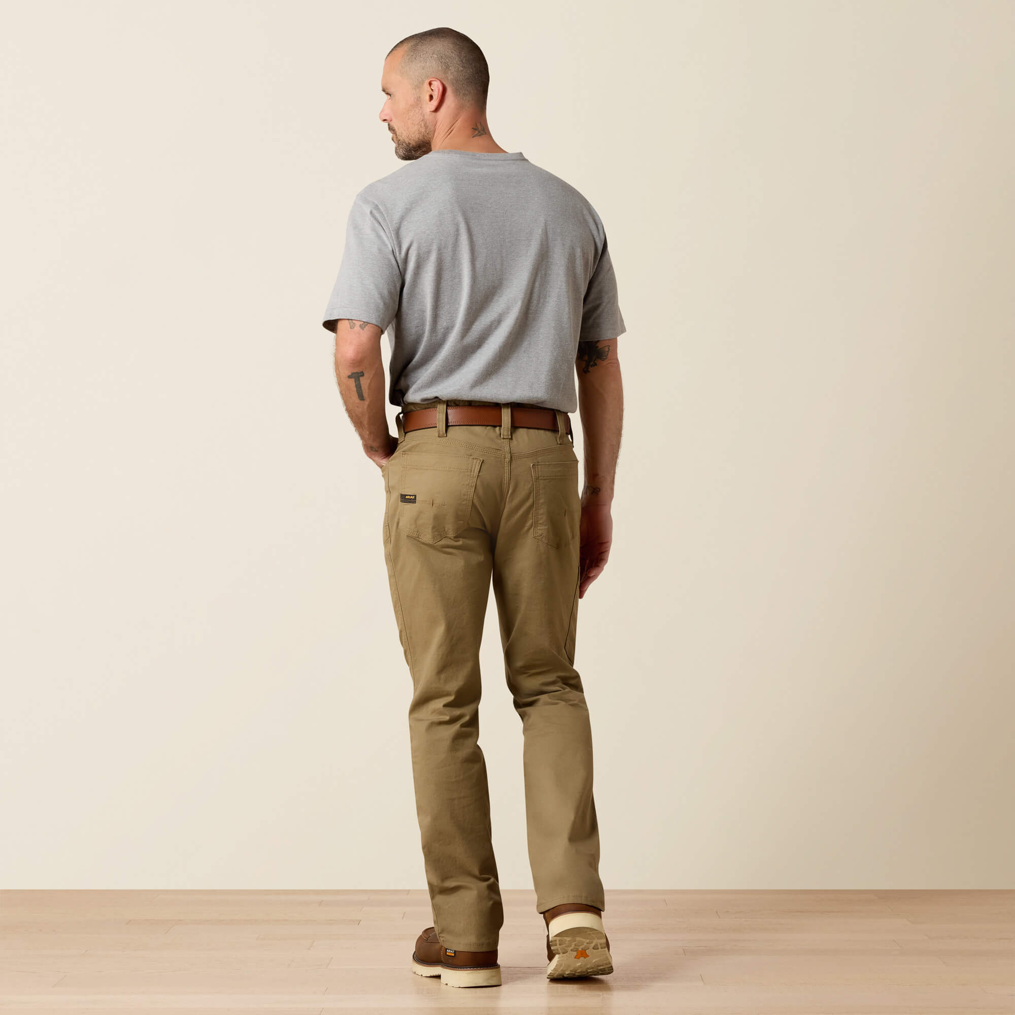 Rebar M7 DuraStretch Made Tough Straight Pant Back - FIELD KHAKI