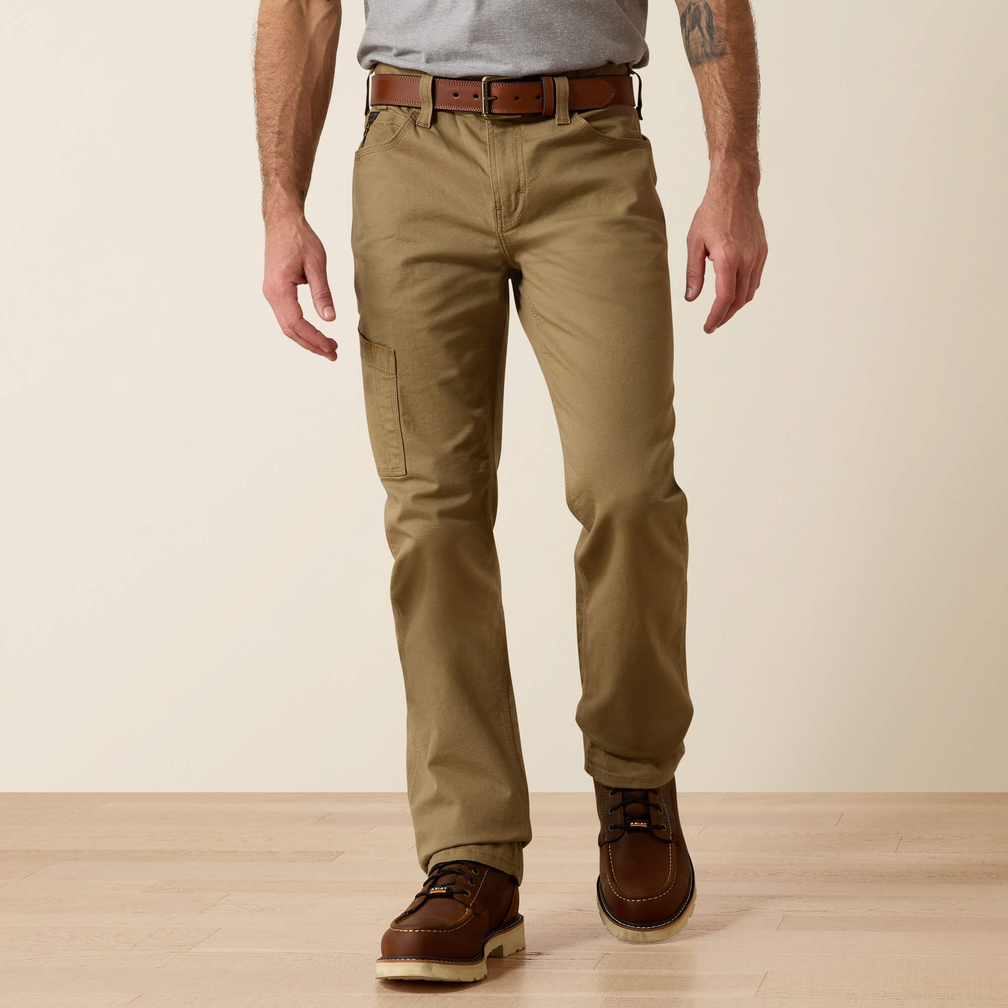 Rebar M7 DuraStretch Made Tough Straight Pant Front - FIELD KHAKI