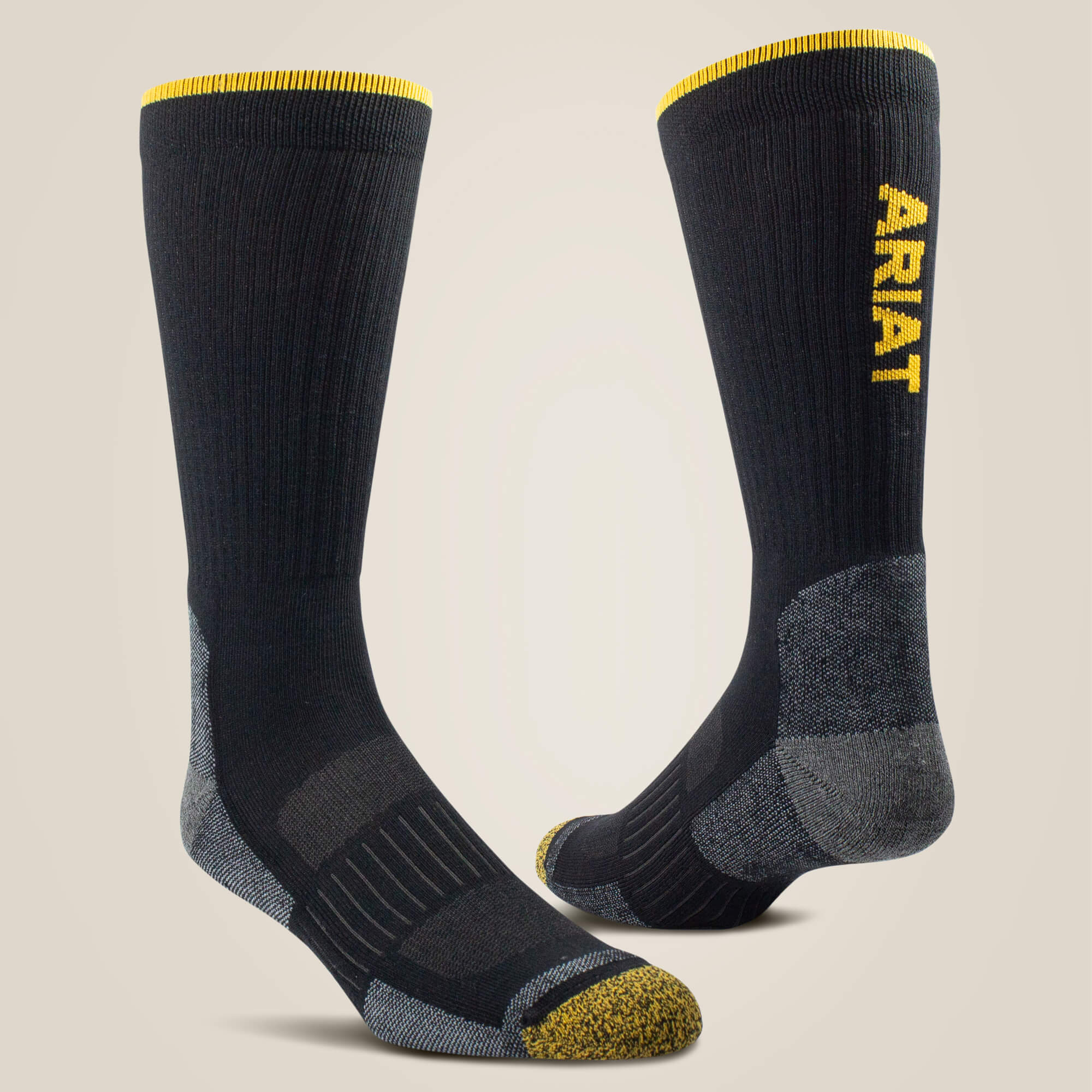 High Performance Tek Work Sock 2 Pair Pack Front - BLACK
