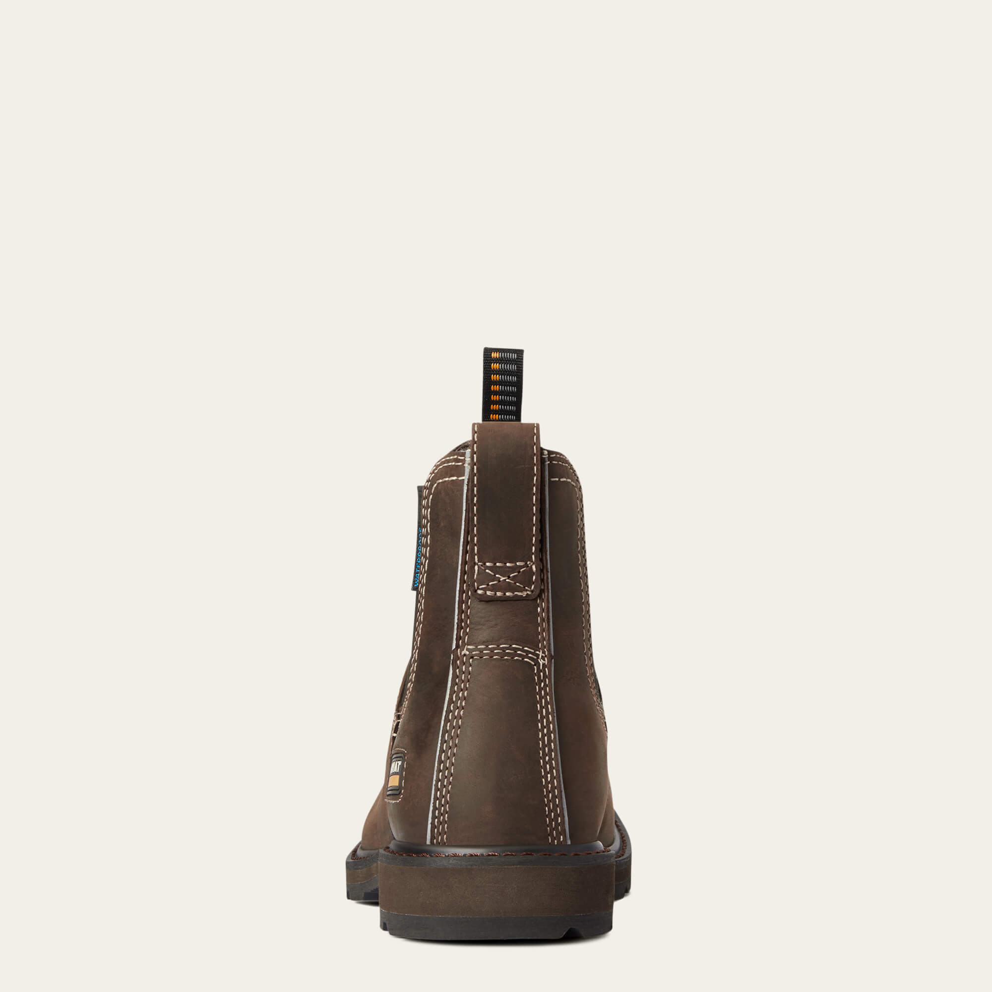 Groundbreaker Chelsea Wide Square Toe Waterproof Work Boot Heel - DARK BROWN