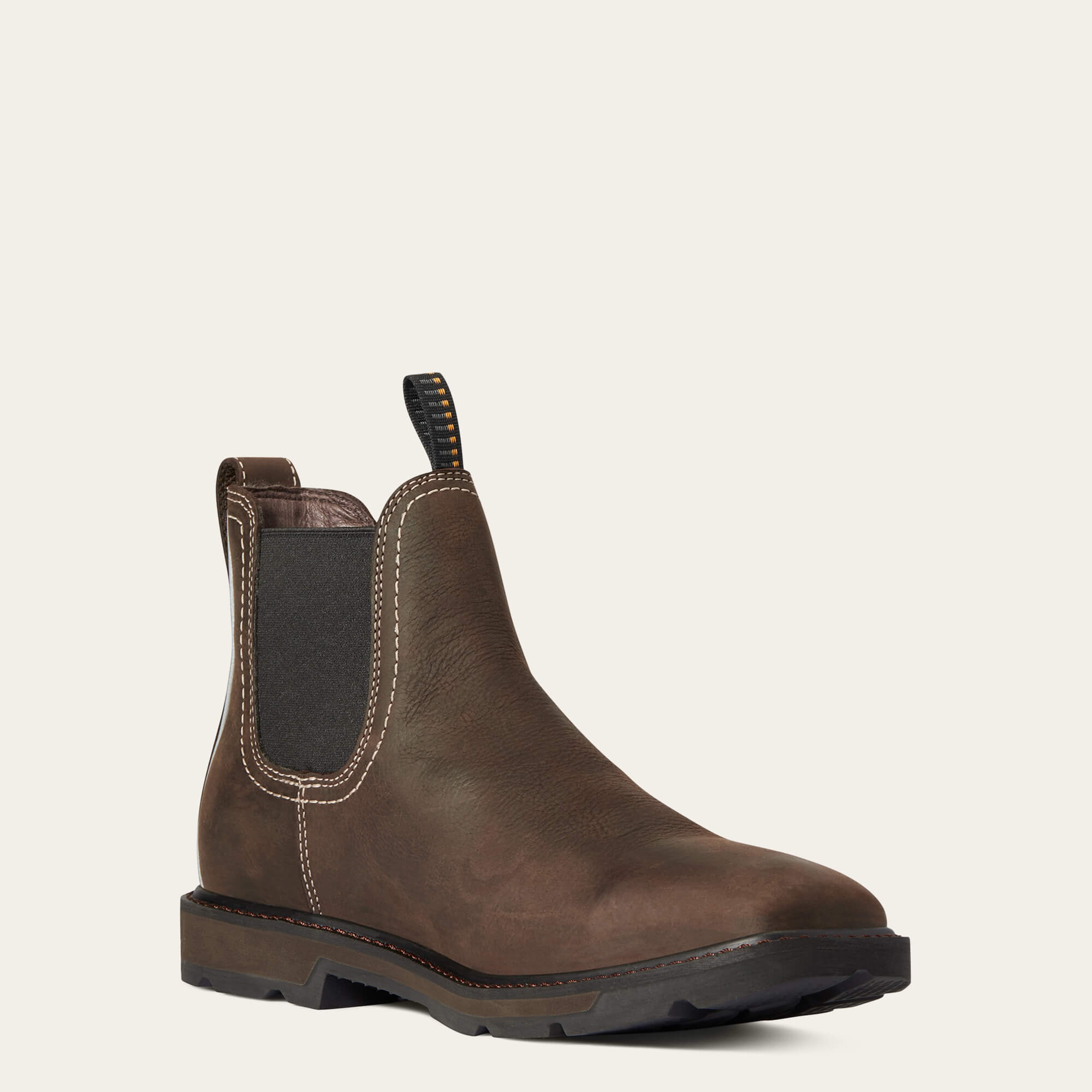 Groundbreaker Chelsea Wide Square Toe Waterproof Work Boot Medial - DARK BROWN