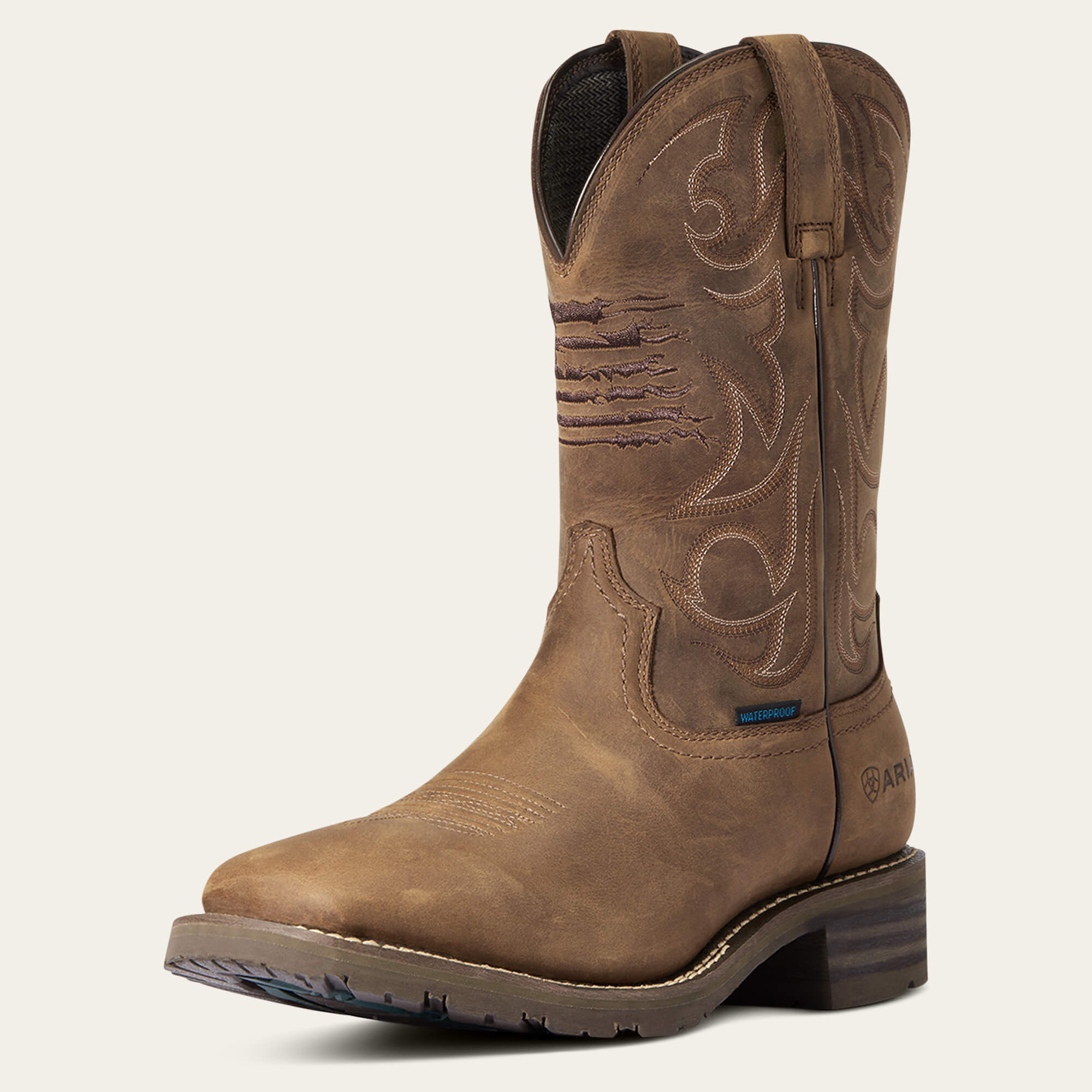 Hybrid Patriot Waterproof Western Boot 3-4 Front - DISTRESSED BROWN