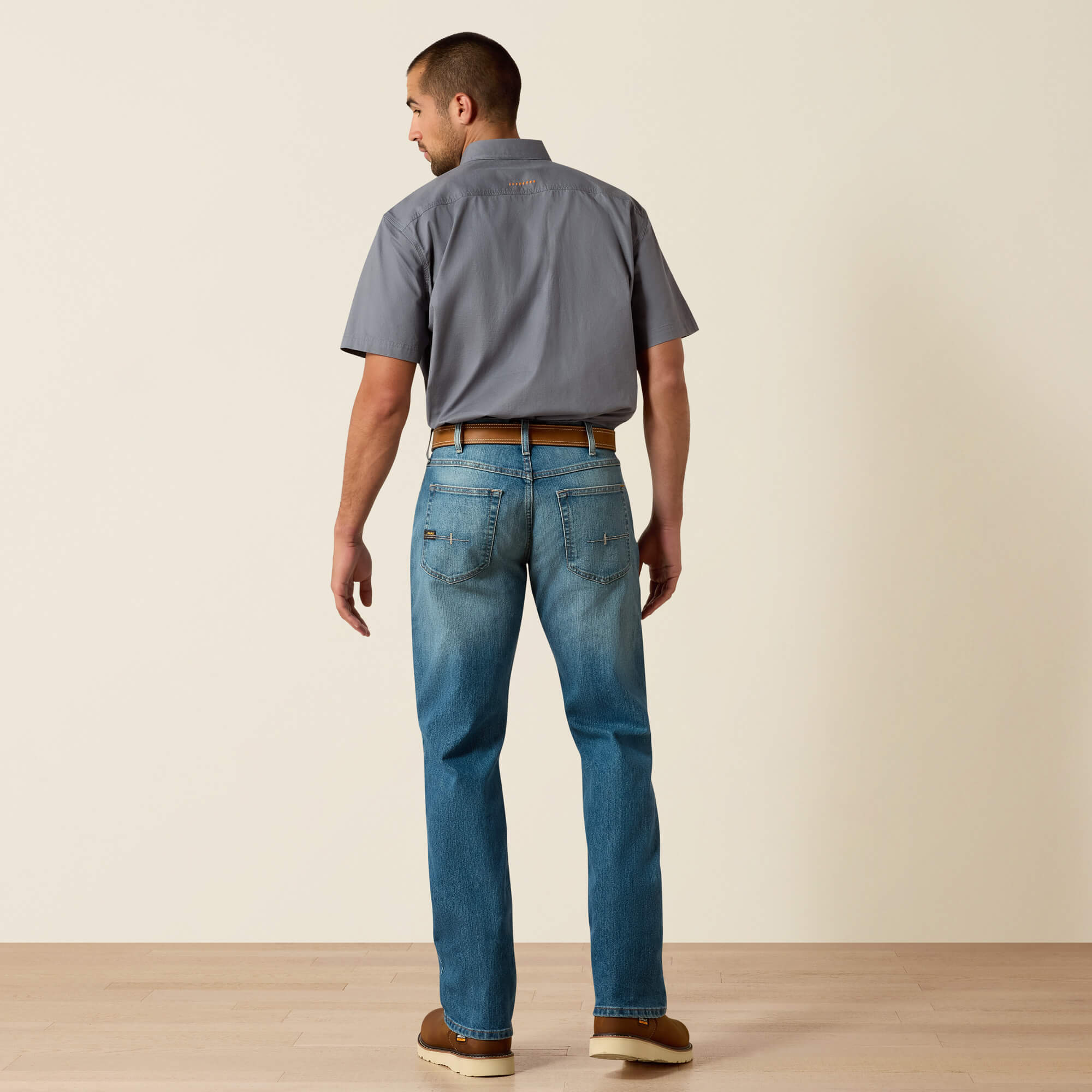 Rebar M5 DuraStretch Basic Stackable Straight Leg Jean Back - EDGEWOOD