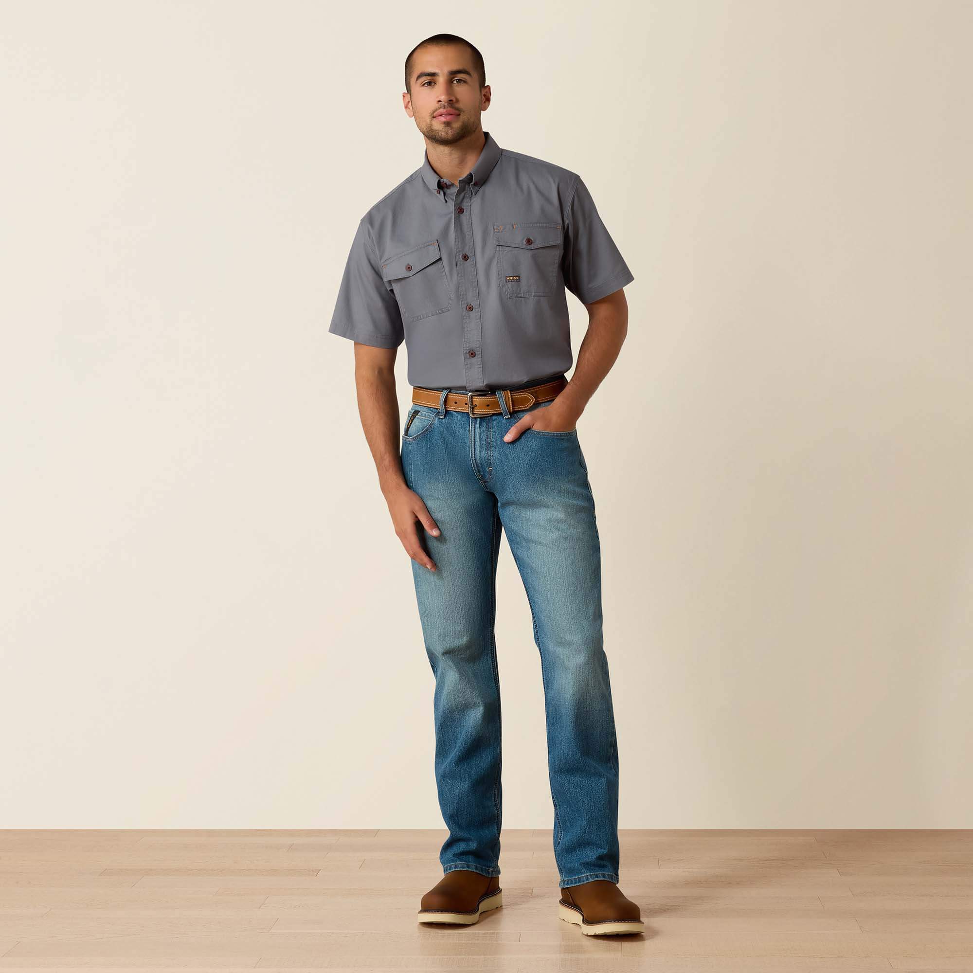 Rebar M5 DuraStretch Basic Stackable Straight Leg Jean Full - EDGEWOOD
