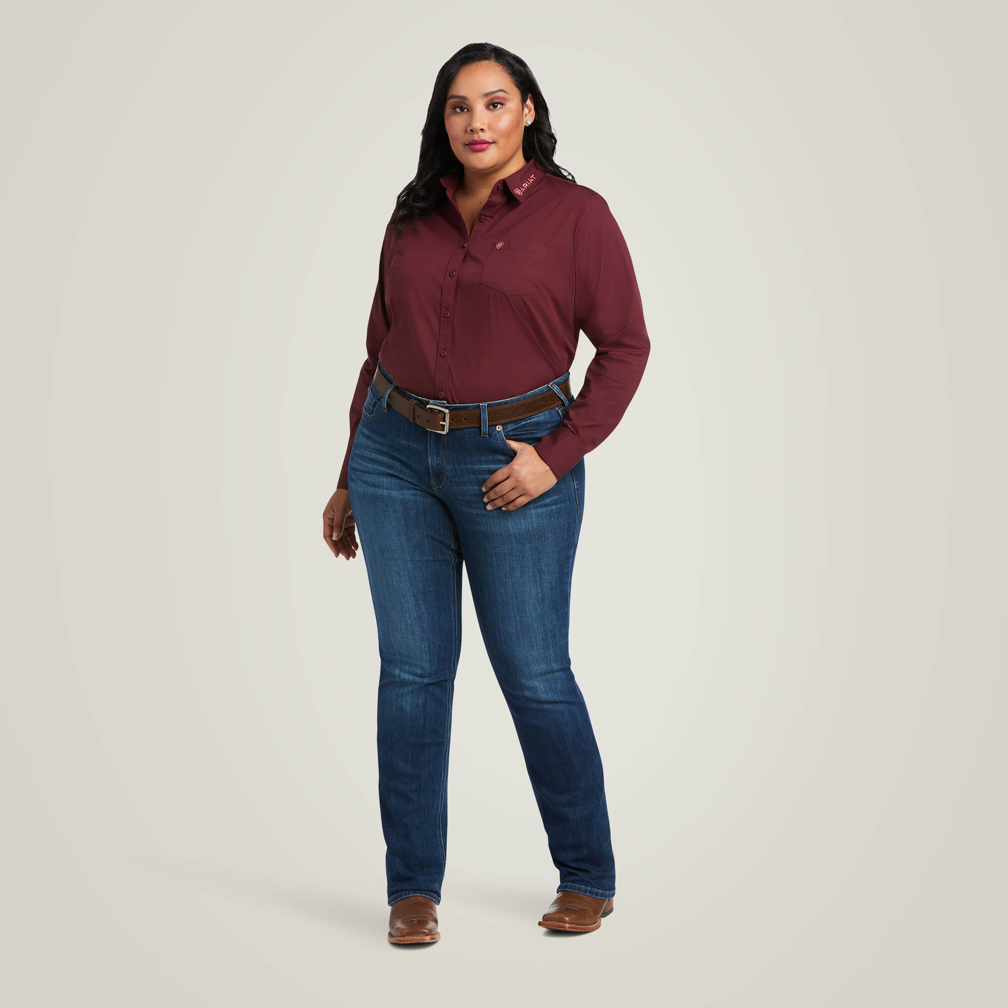 Team Kirby Stretch Shirt 01 Plus - ZINFANDEL