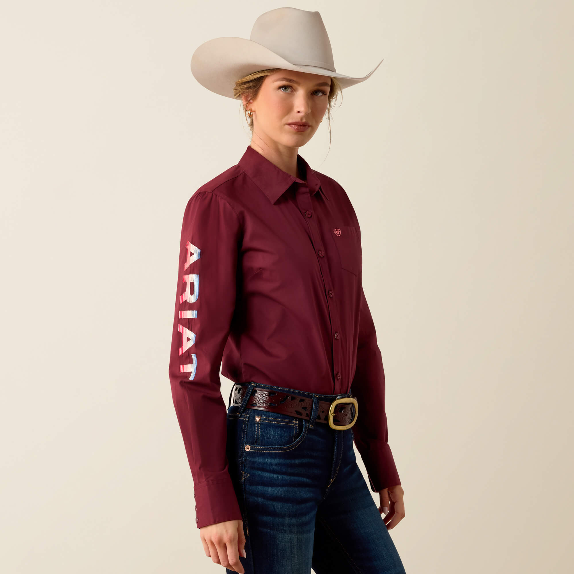 Team Kirby Stretch Shirt Front - ZINFANDEL