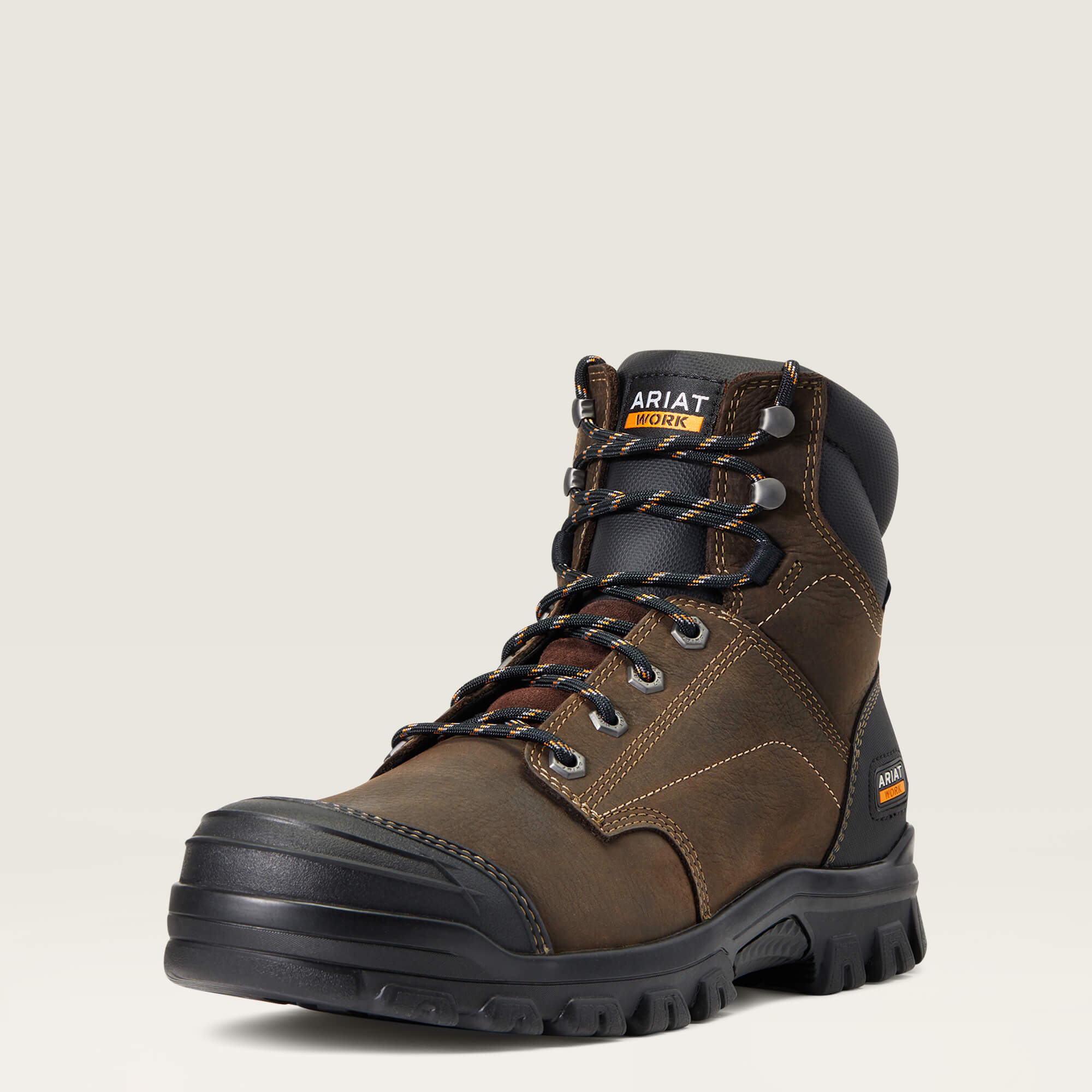 Treadfast 6" Waterproof Work Boot 3-4 Front - DARK BROWN