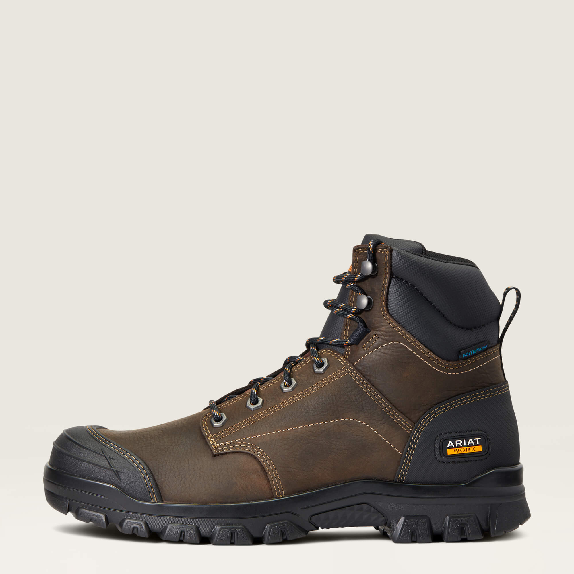 Treadfast 6" Waterproof Work Boot Side - DARK BROWN