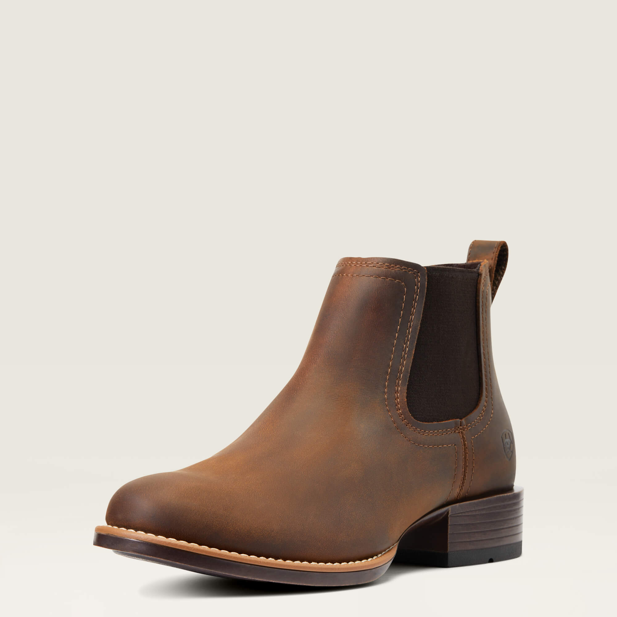 Booker Chelsea Round Toe Western Boot 3-4 Front - DISTRESSED BROWN