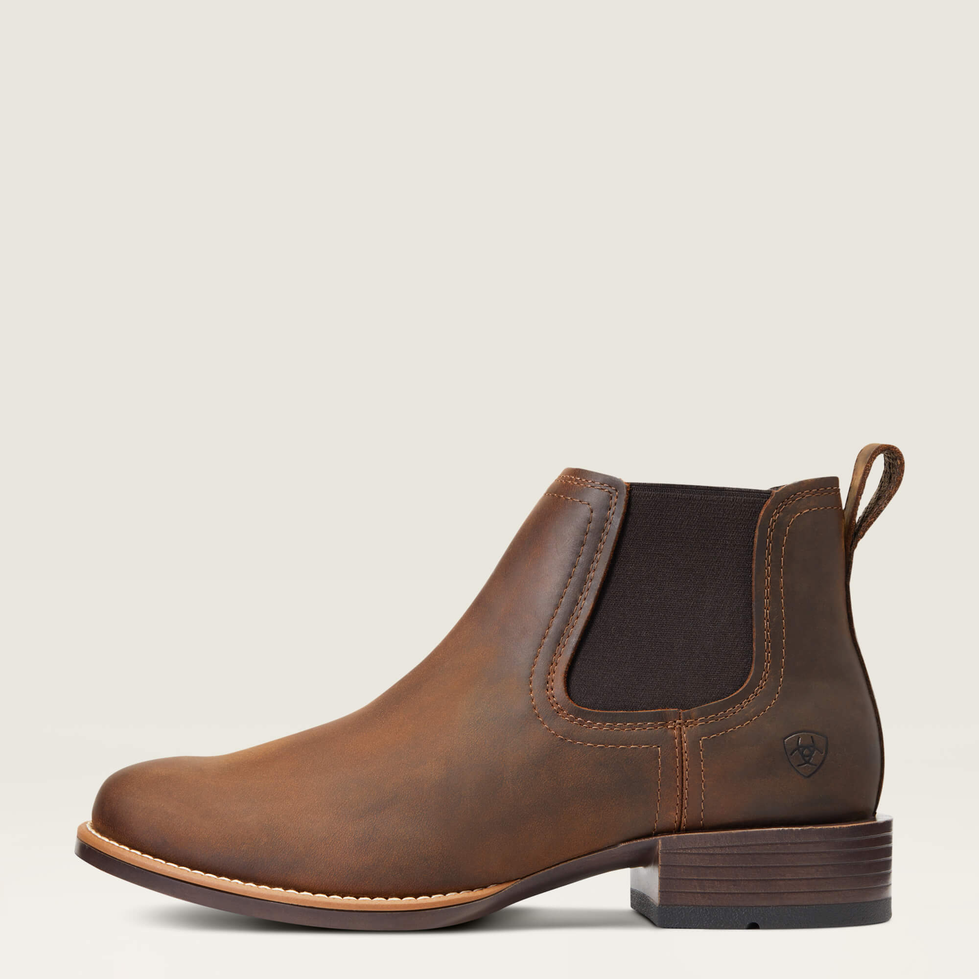 Booker Chelsea Round Toe Western Boot Side - DISTRESSED BROWN