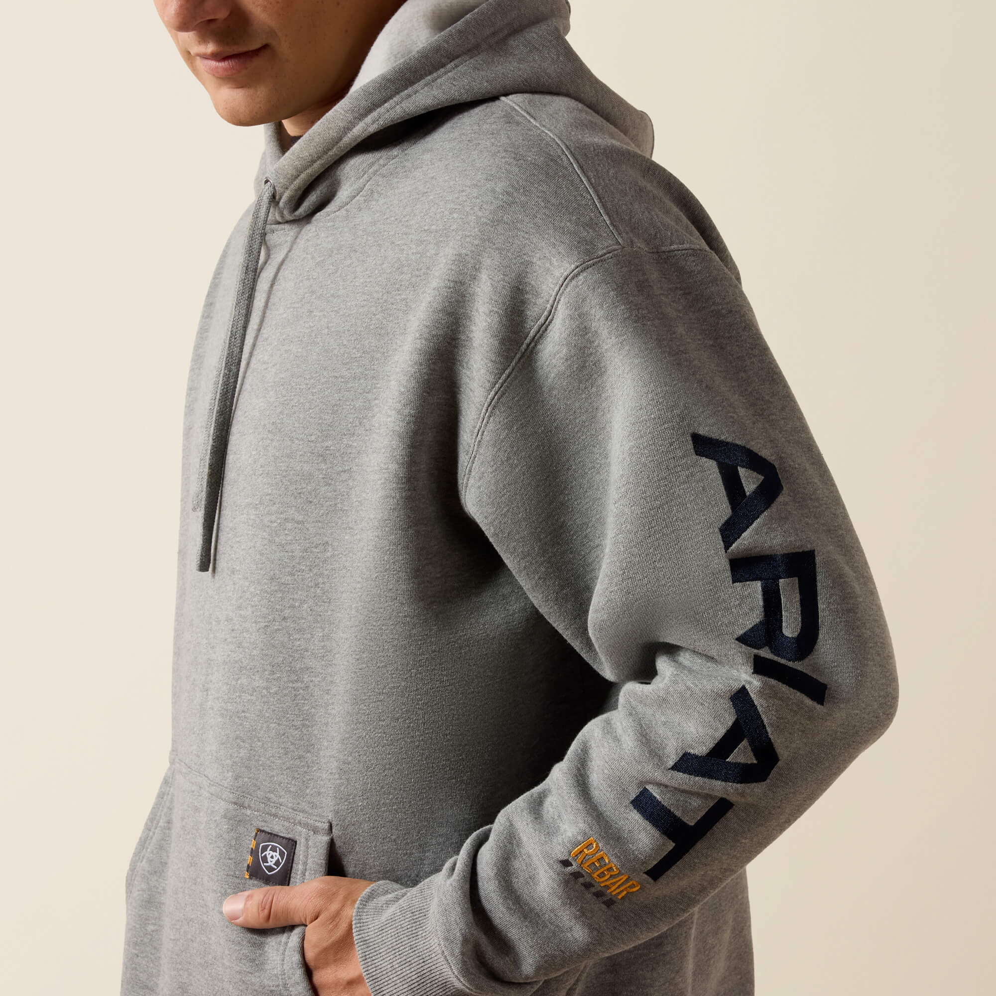 Rebar Workman Graphic Hoodie 01 - HEATHER GREY/DEEP ULTRAMARINE