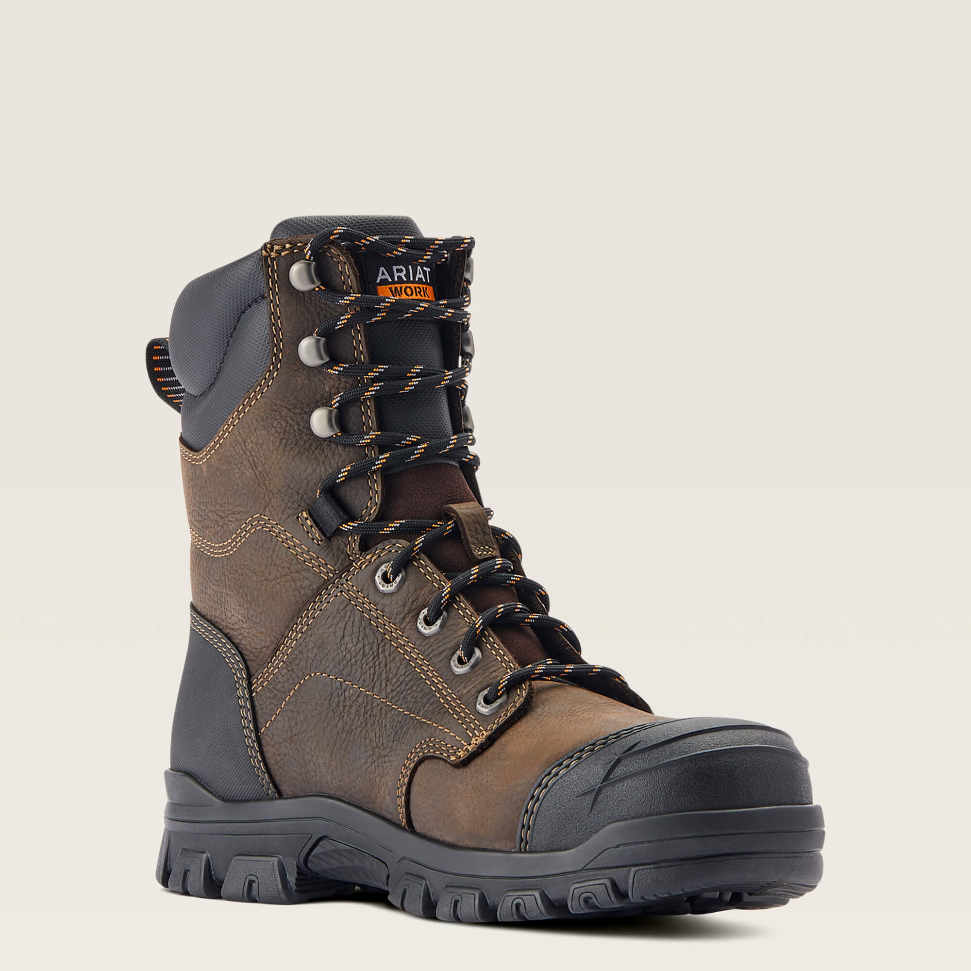 Treadfast 8" Waterproof Steel Toe Work Boot Medial - DARK BROWN