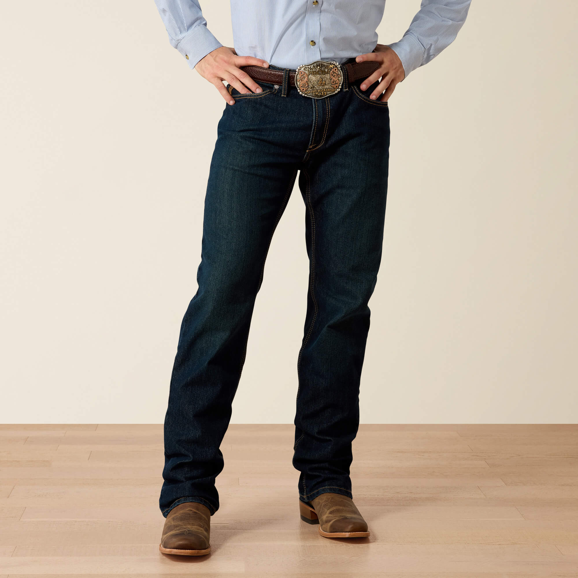 M4 Relaxed Hansen Boot Cut Jean Front - BLACKSTONE