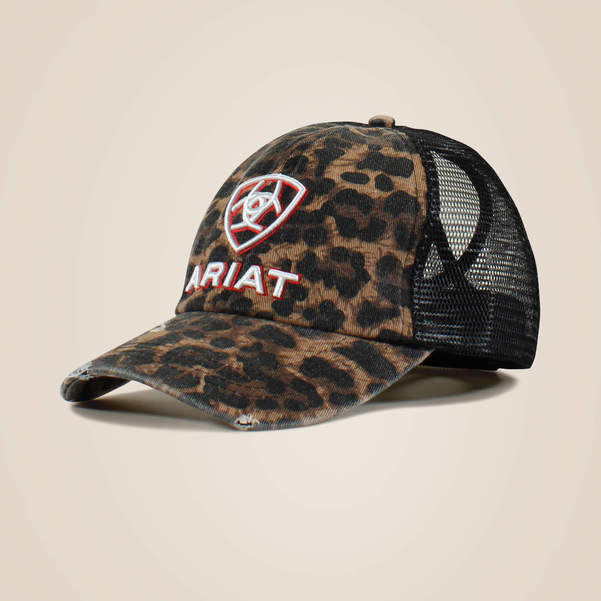 Embossed logo cheetah print cap Front - BLACK