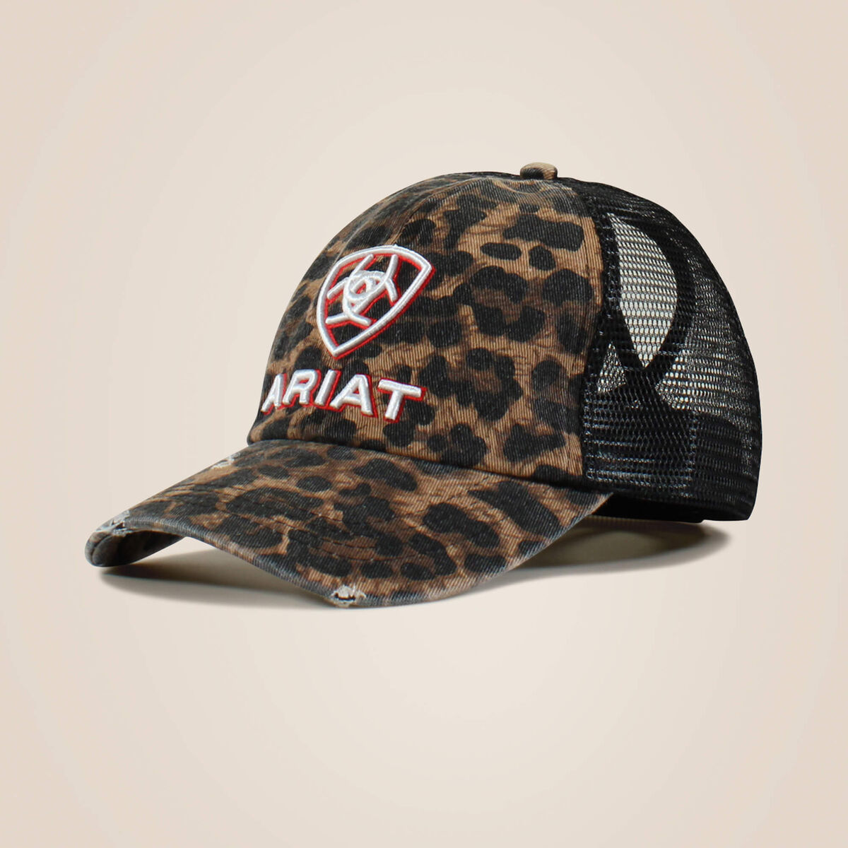 Embossed logo cheetah print cap - Black