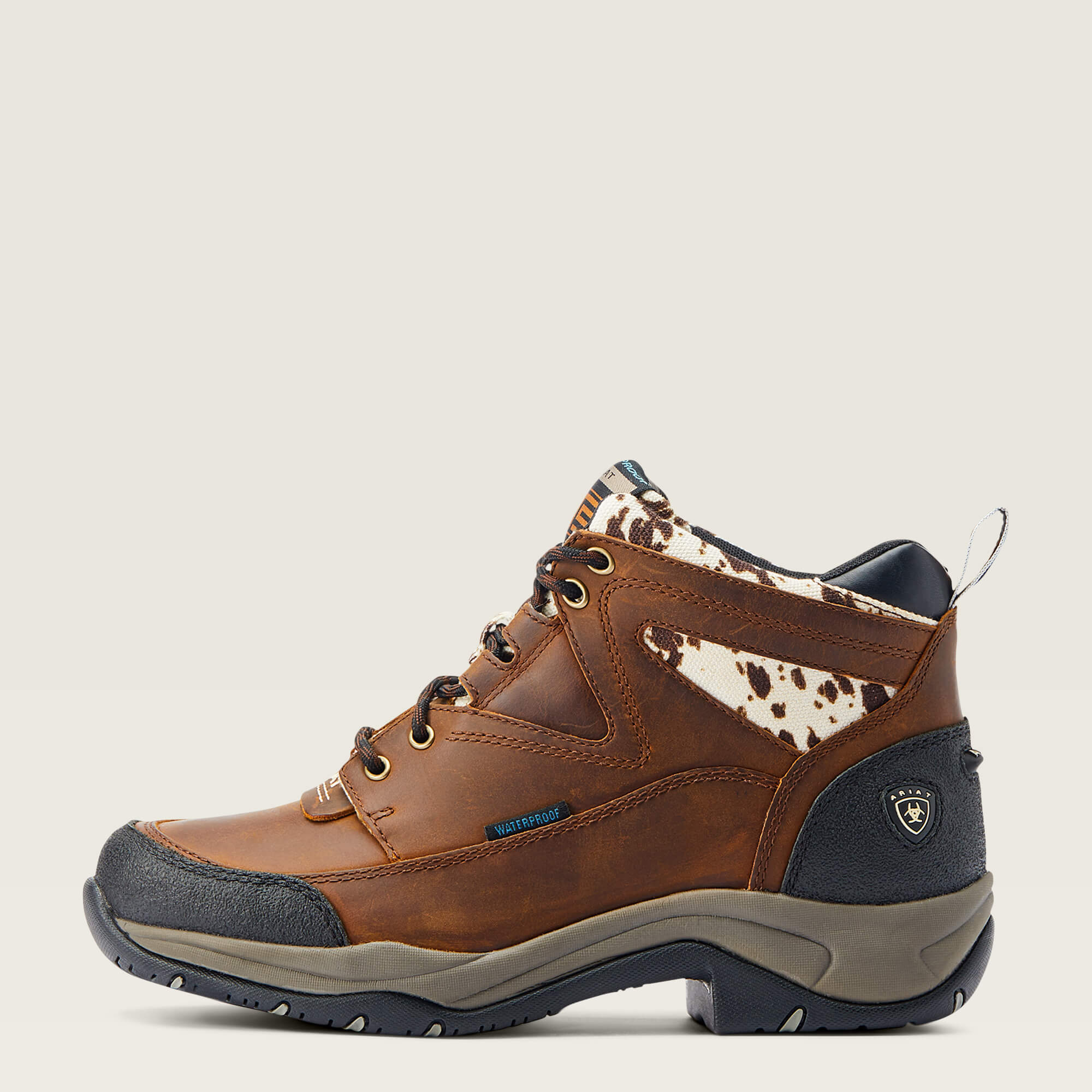 Terrain Waterproof Boot Side - DISTRESSED BROWN/ SPECKLED COW PRINT