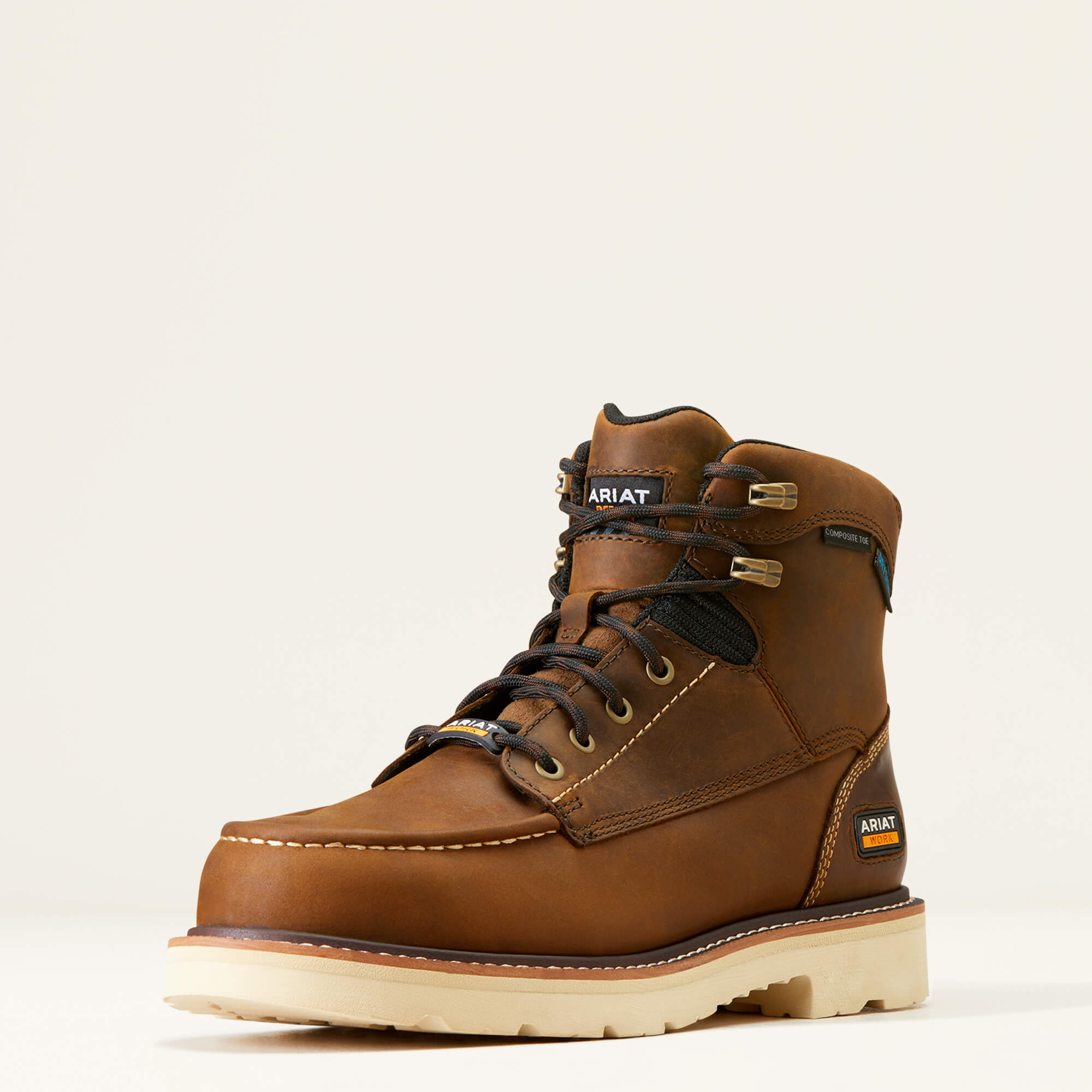 Rebar Lift 6" Waterproof Composite Toe Work Boot 3-4 Front - DISTRESSED BROWN