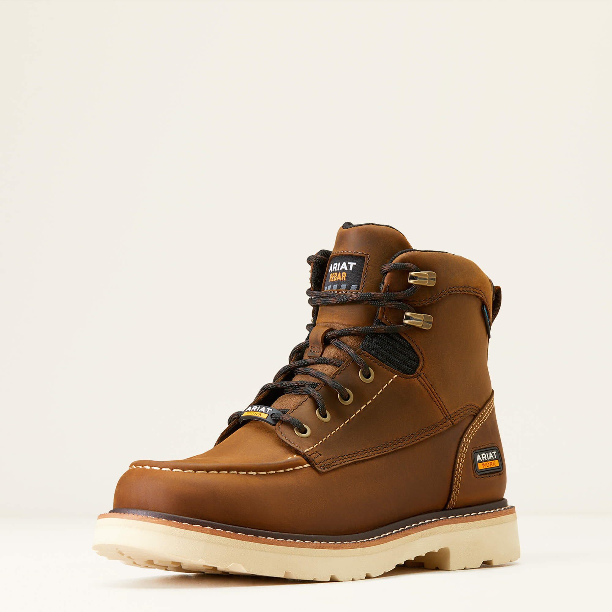Rebar Lift 6" Waterproof Work Boot 3-4 Front - DISTRESSED BROWN