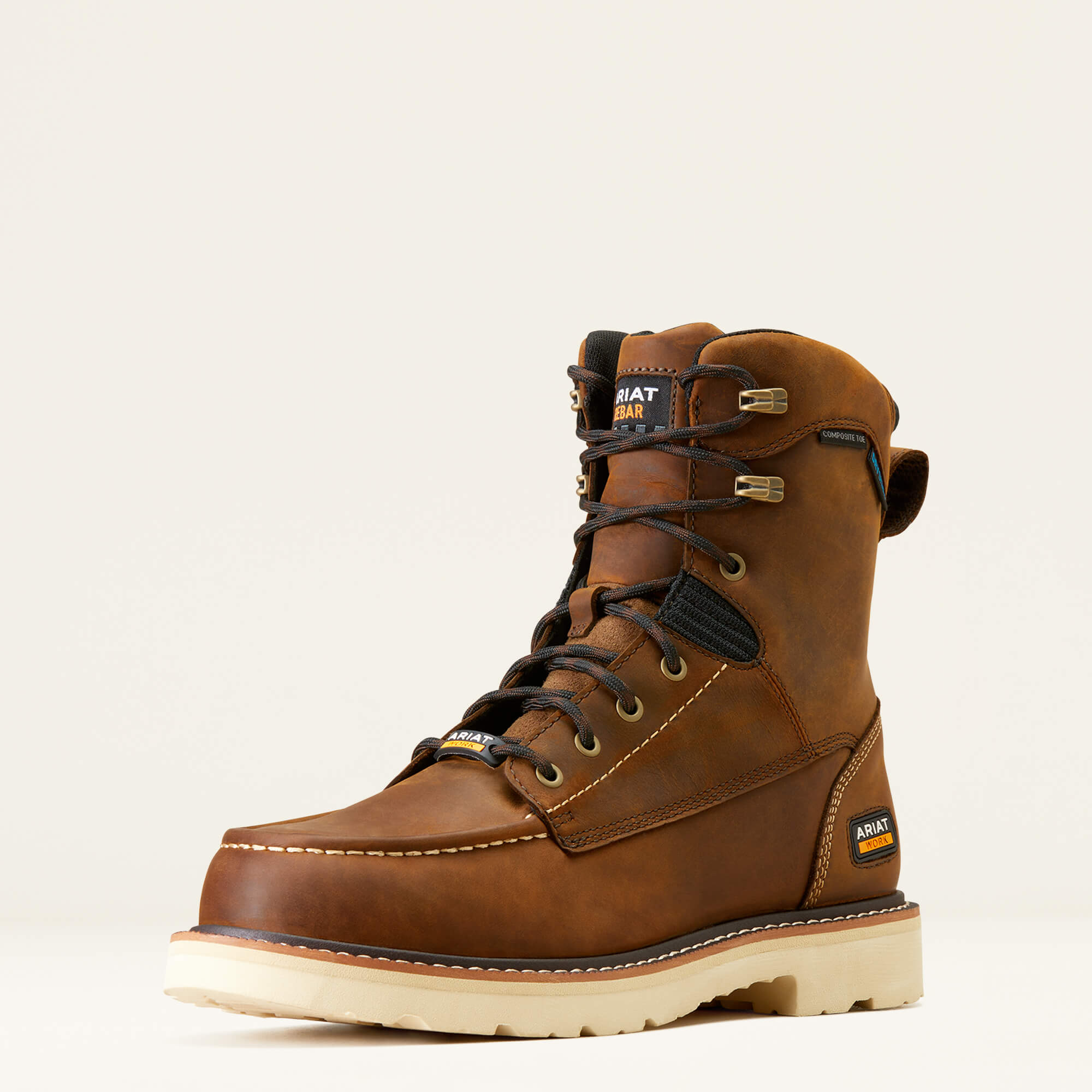 Rebar Lift 8" Waterproof Composite Toe Work Boot 3-4 Front - DISTRESSED BROWN