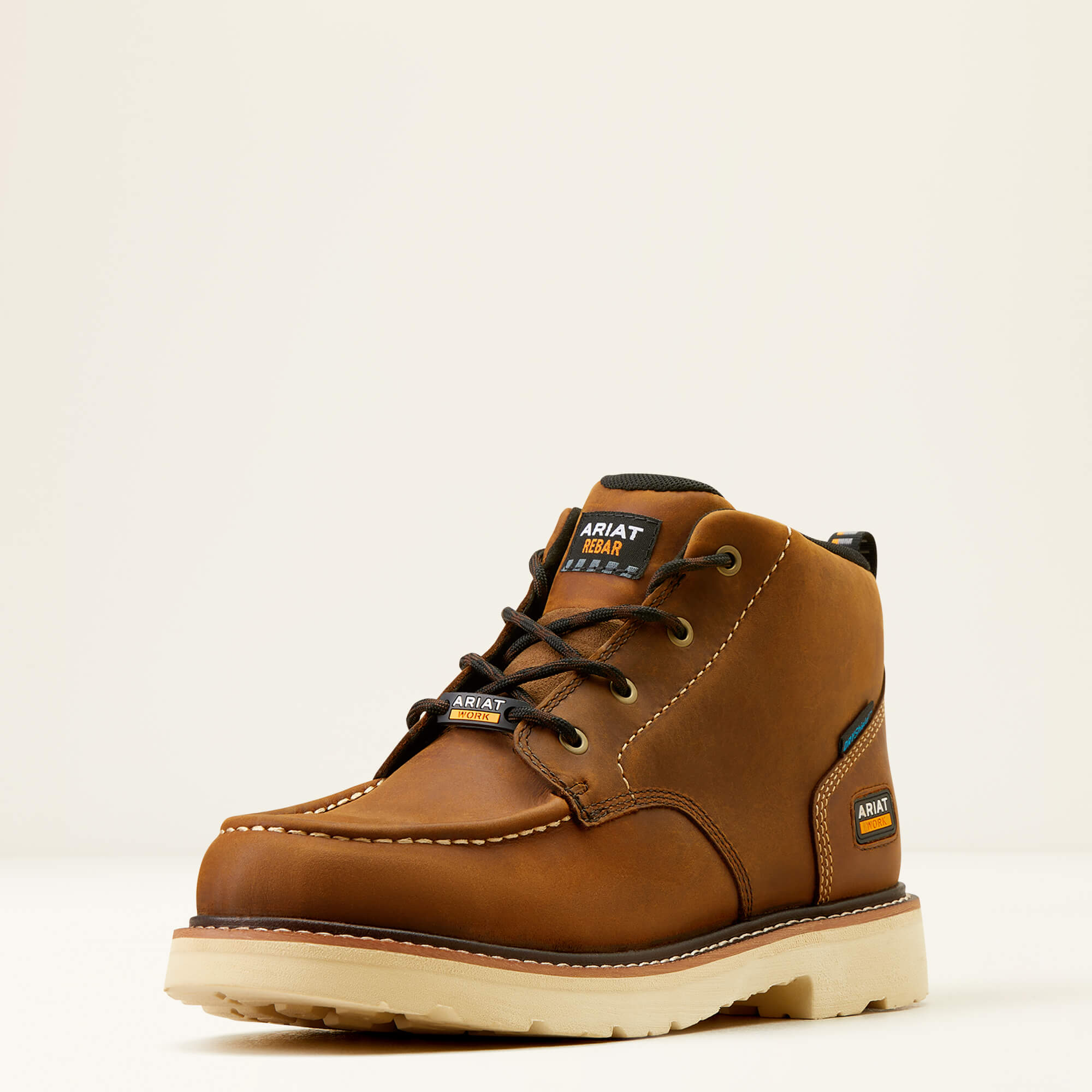 Rebar Lift Chukka Waterproof Work Boot 3-4 Front - DISTRESSED BROWN