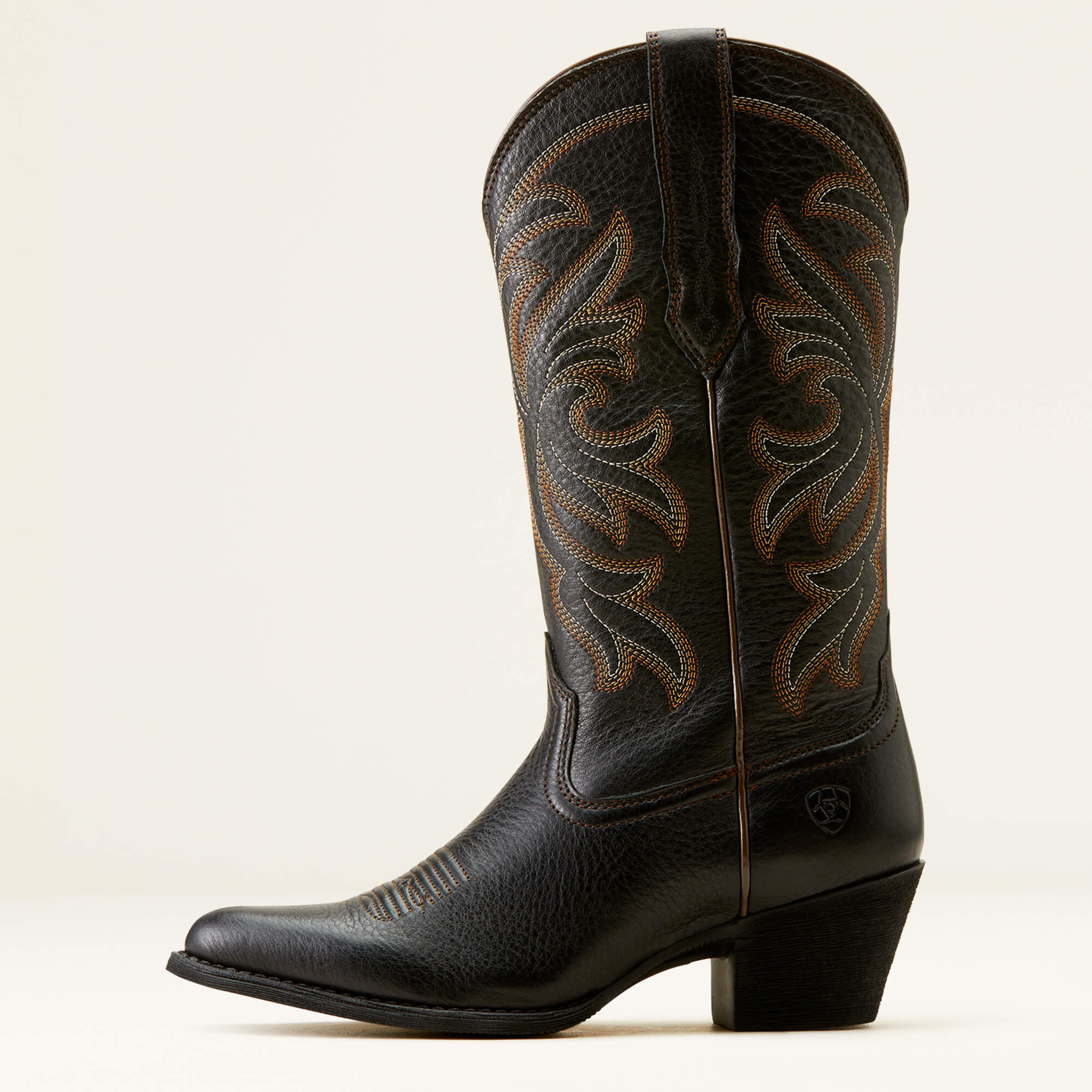 Heritage J Toe Western Boot Side - BLACK DEERTAN