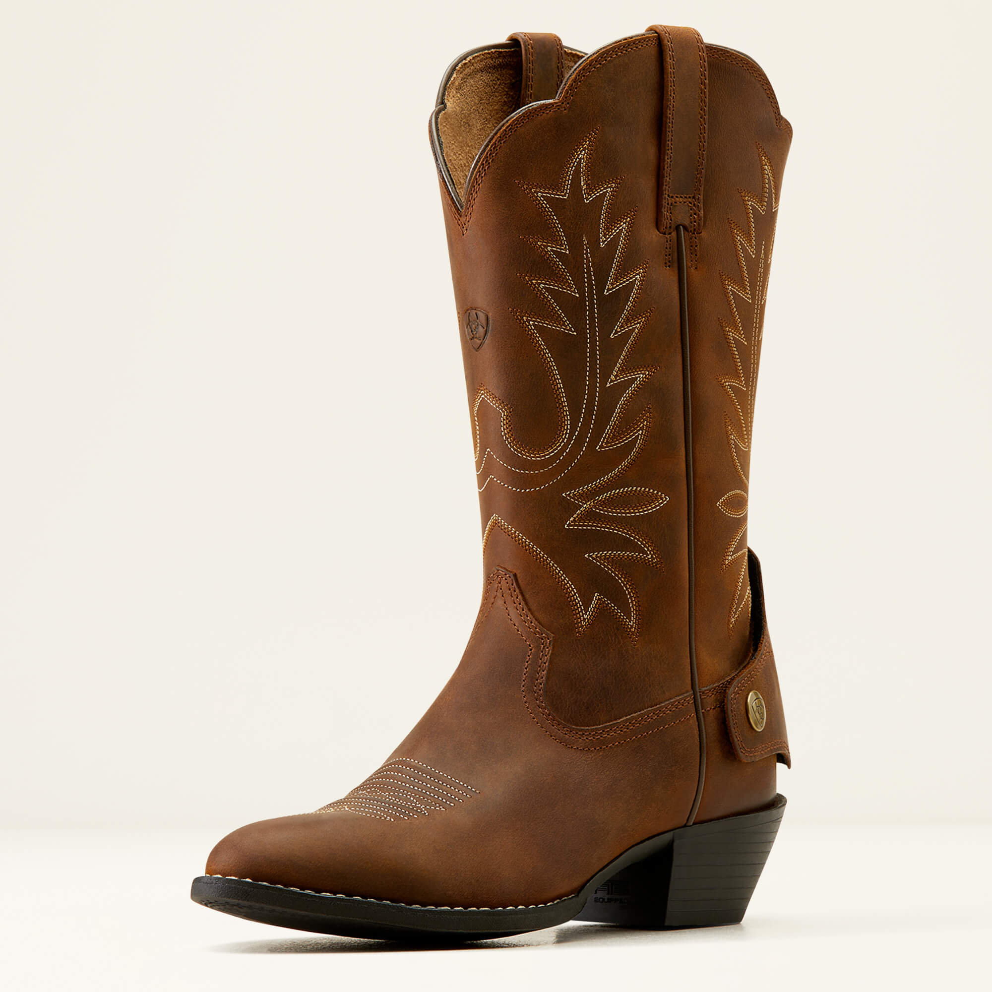 Heritage R Toe EZ Zip Western Boot 3-4 Front - DISTRESSED BROWN