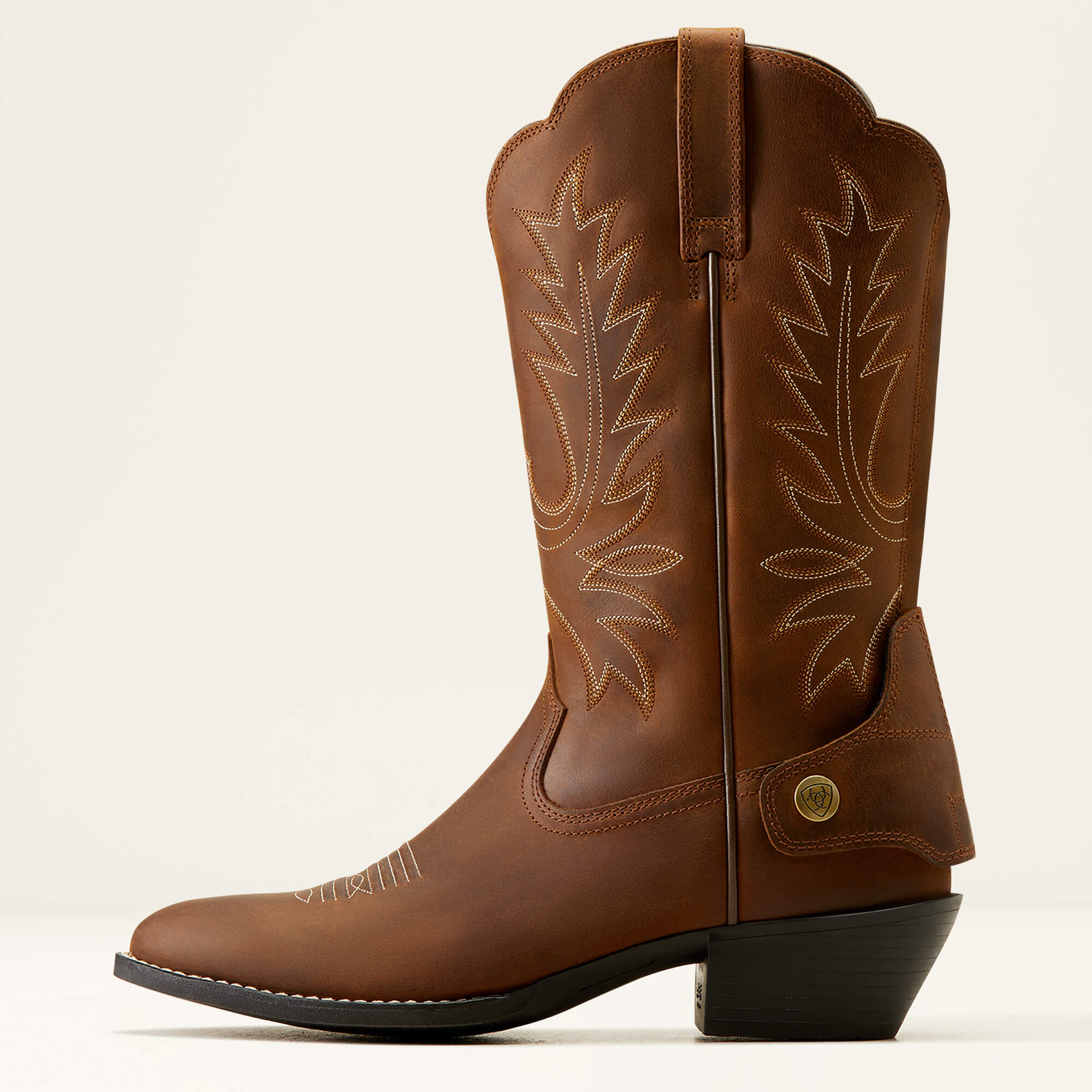 Heritage R Toe EZ Zip Western Boot Side - DISTRESSED BROWN