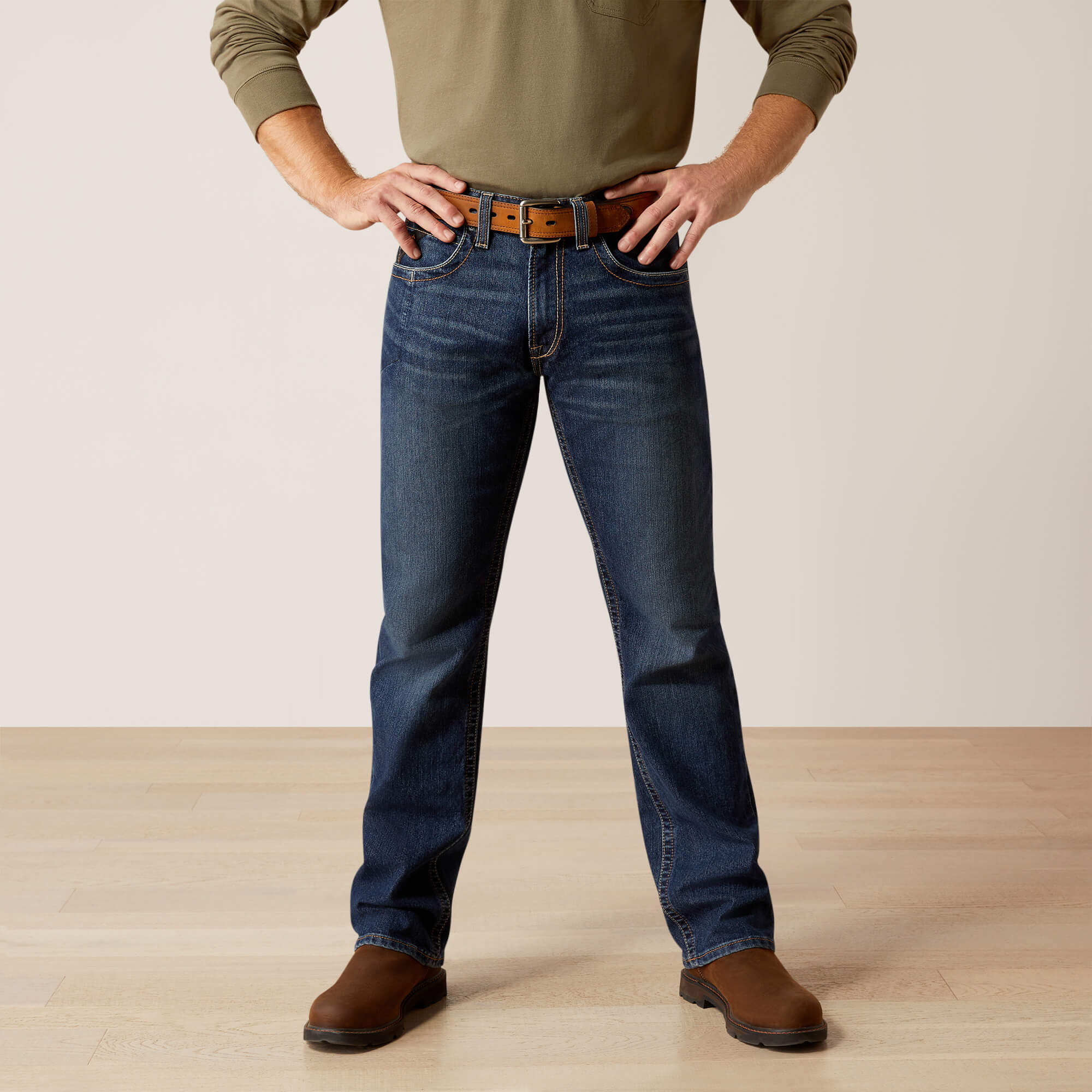 Rebar M5 Straight Rail DuraStretch Straight Leg Jeans Front - ENCINITAS
