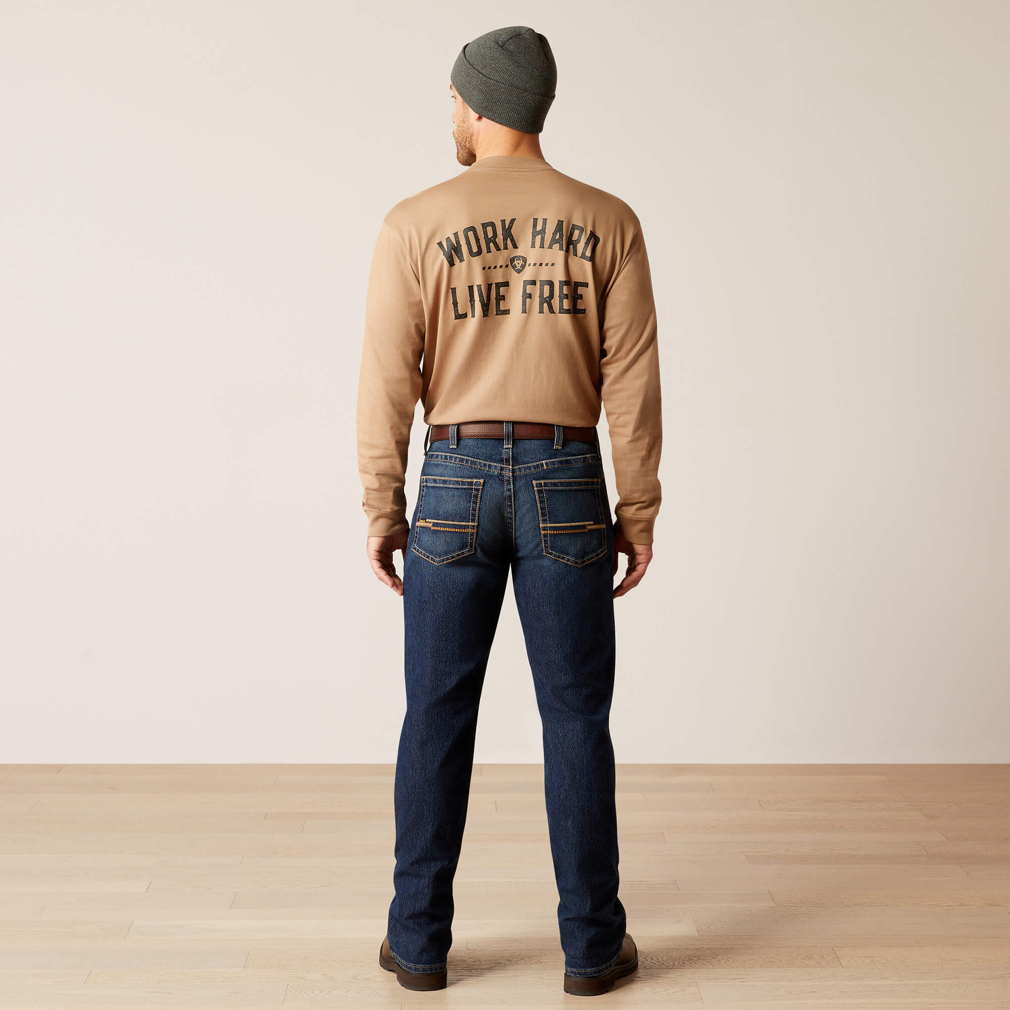 Rebar M4 Relaxed Rail DuraStretch Boot Cut Jeans Back - ENCINITAS