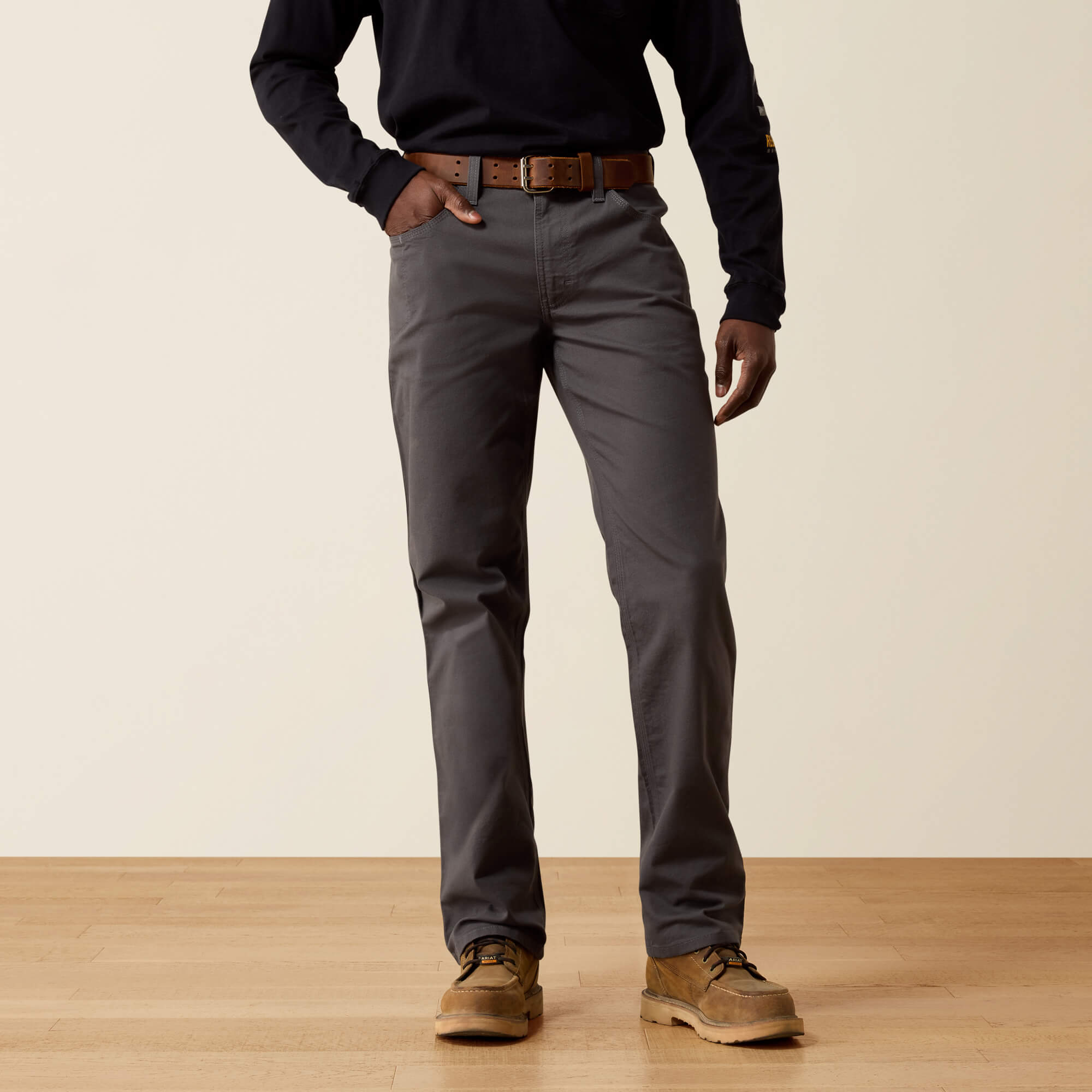 Rebar M5 Straight DuraStretch Made Tough Straight Pant Front - REBAR GREY