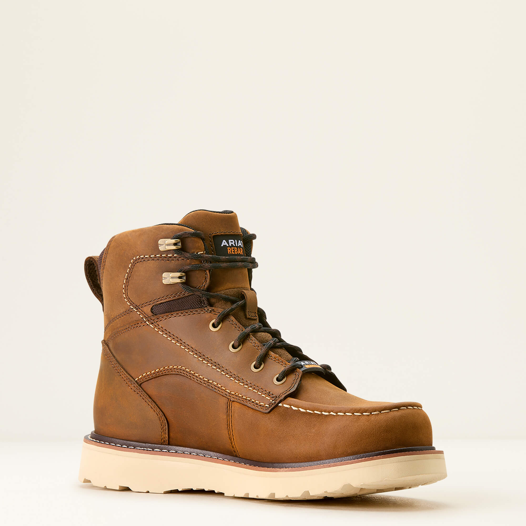 Rebar Wedge Moc Toe 6" Waterproof Work Boot Medial - DISTRESSED BROWN