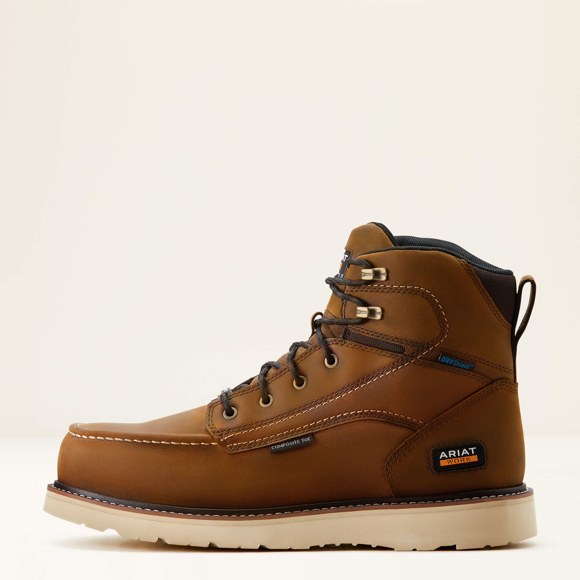 Rebar Wedge Moc Toe 6" Waterproof Composite Toe Work Boot Side - DISTRESSED BROWN