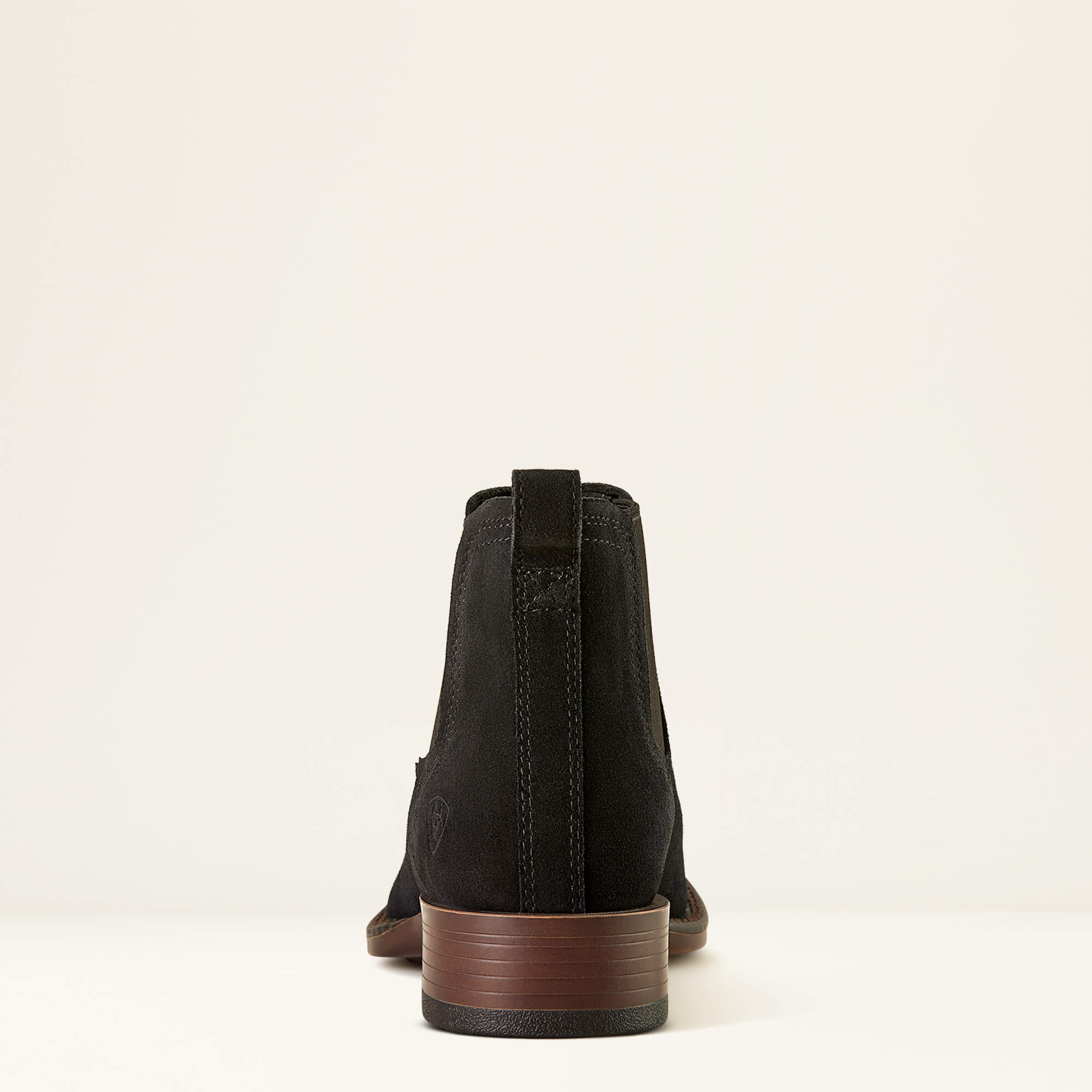 Booker Chelsea Wide Square Toe Western Boot Heel - BLACK SUEDE