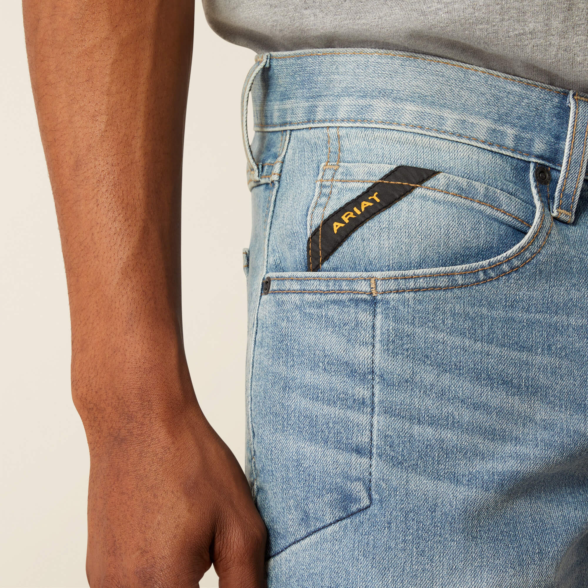 Rebar M4 Relaxed DuraStretch Basic Stackable Straight Leg Jean 02 - SHORELINE