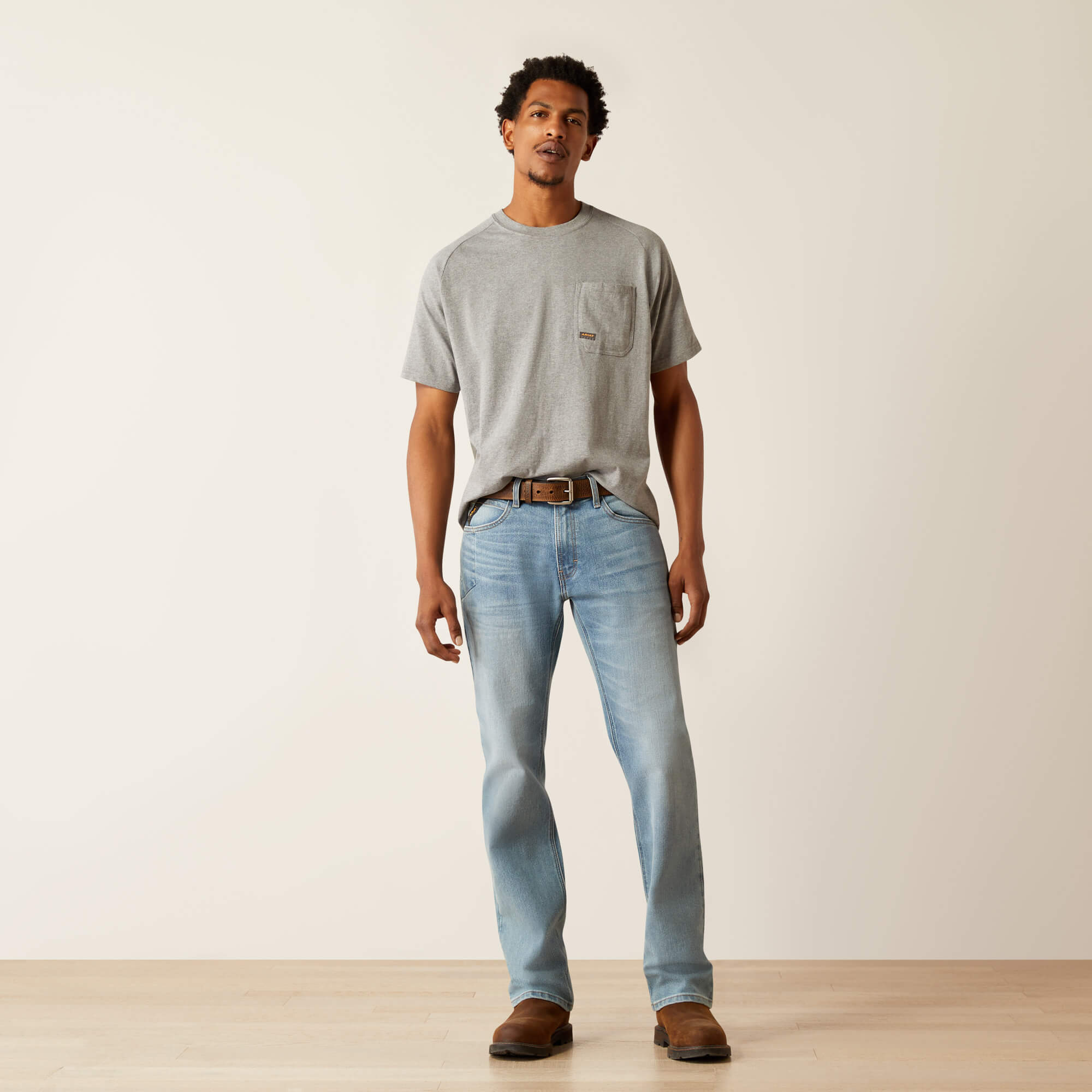 Rebar M4 Relaxed DuraStretch Basic Stackable Straight Leg Jean Full - SHORELINE