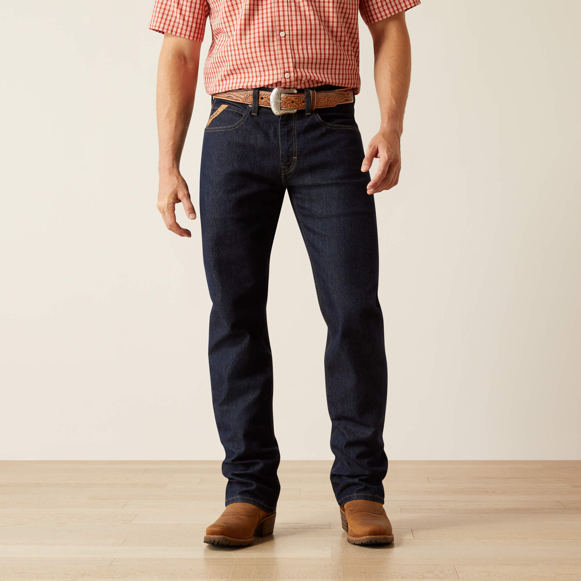 M2 Traditional Relaxed Pro Series Ray Boot Cut Jeans Front - RINSE