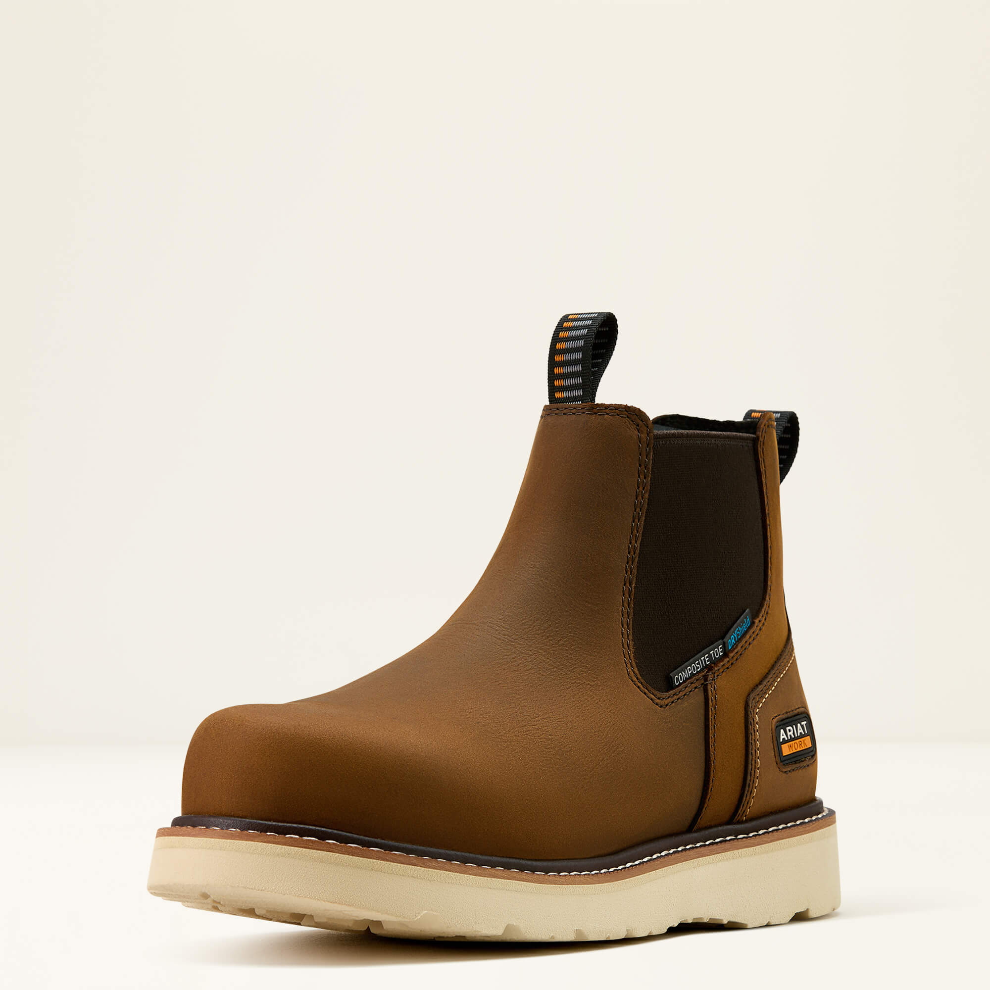 Rebar Wedge Chelsea Waterproof Composite Toe Work Boot 3-4 Front - DISTRESSED BROWN