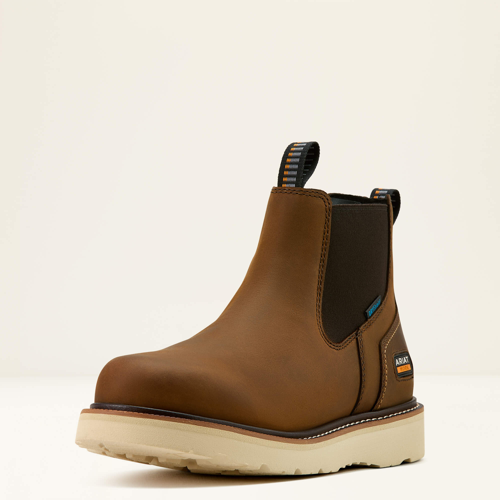 Rebar Wedge Chelsea Waterproof Work Boot 3-4 Front - DISTRESSED BROWN