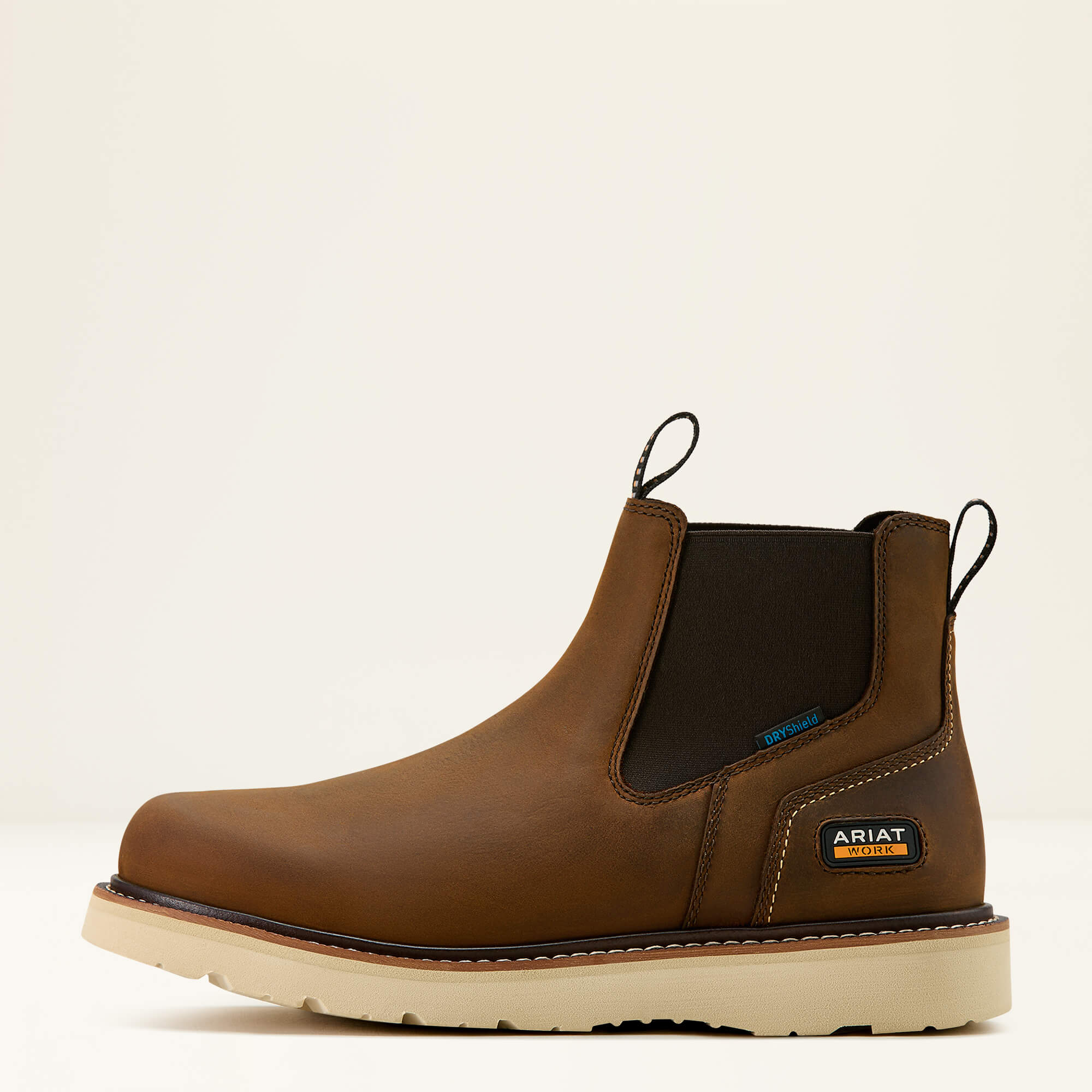 Rebar Wedge Chelsea Waterproof Work Boot Side - DISTRESSED BROWN