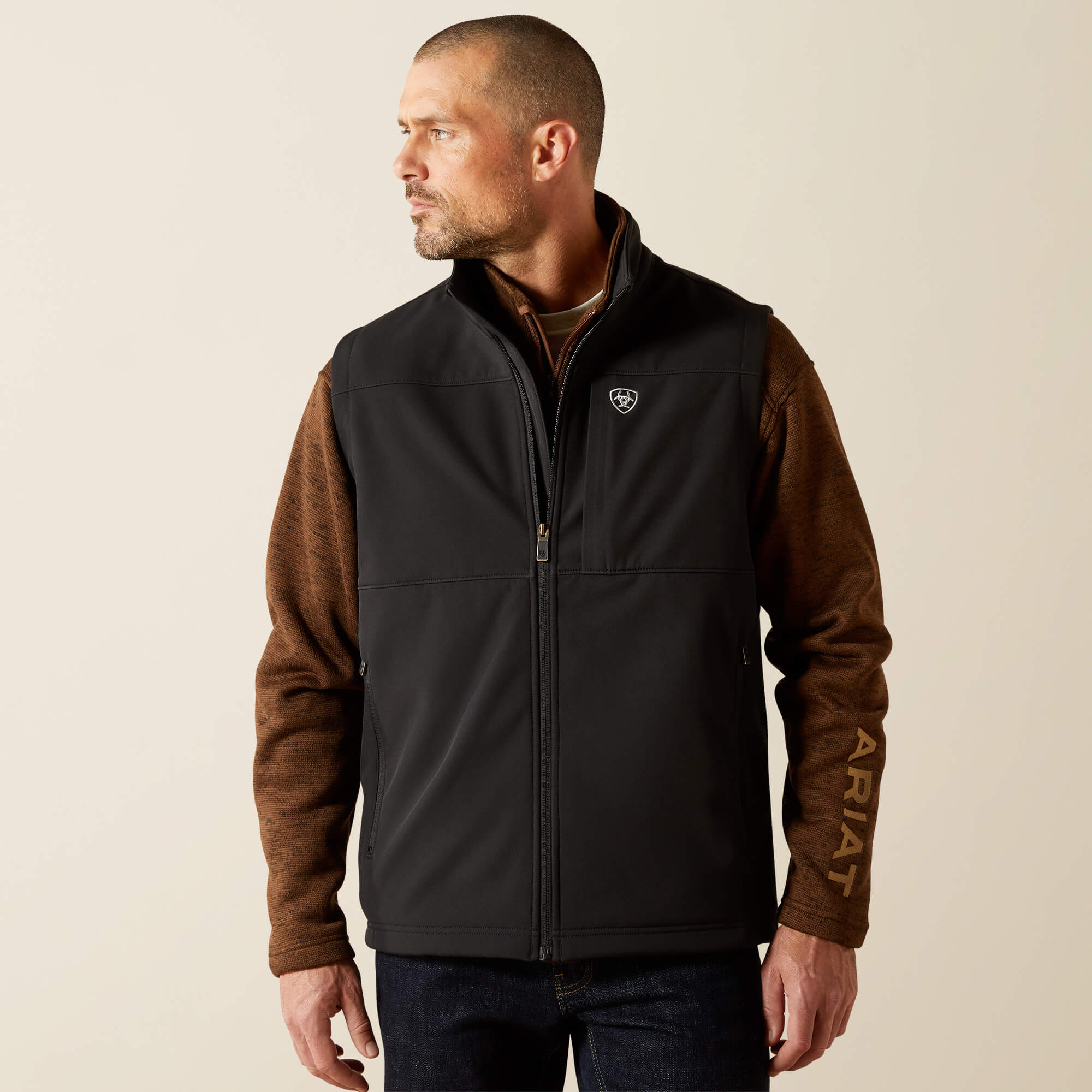 Vernon Softshell Vest Front - BLACK
