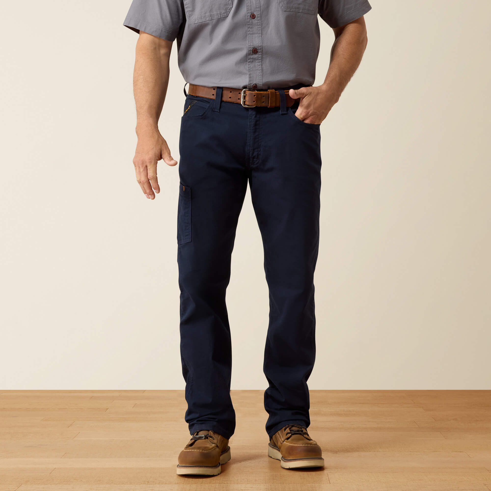 Rebar M4 Relaxed Made Tough DuraStretch Straight Leg Pants Front - DARK NAVY