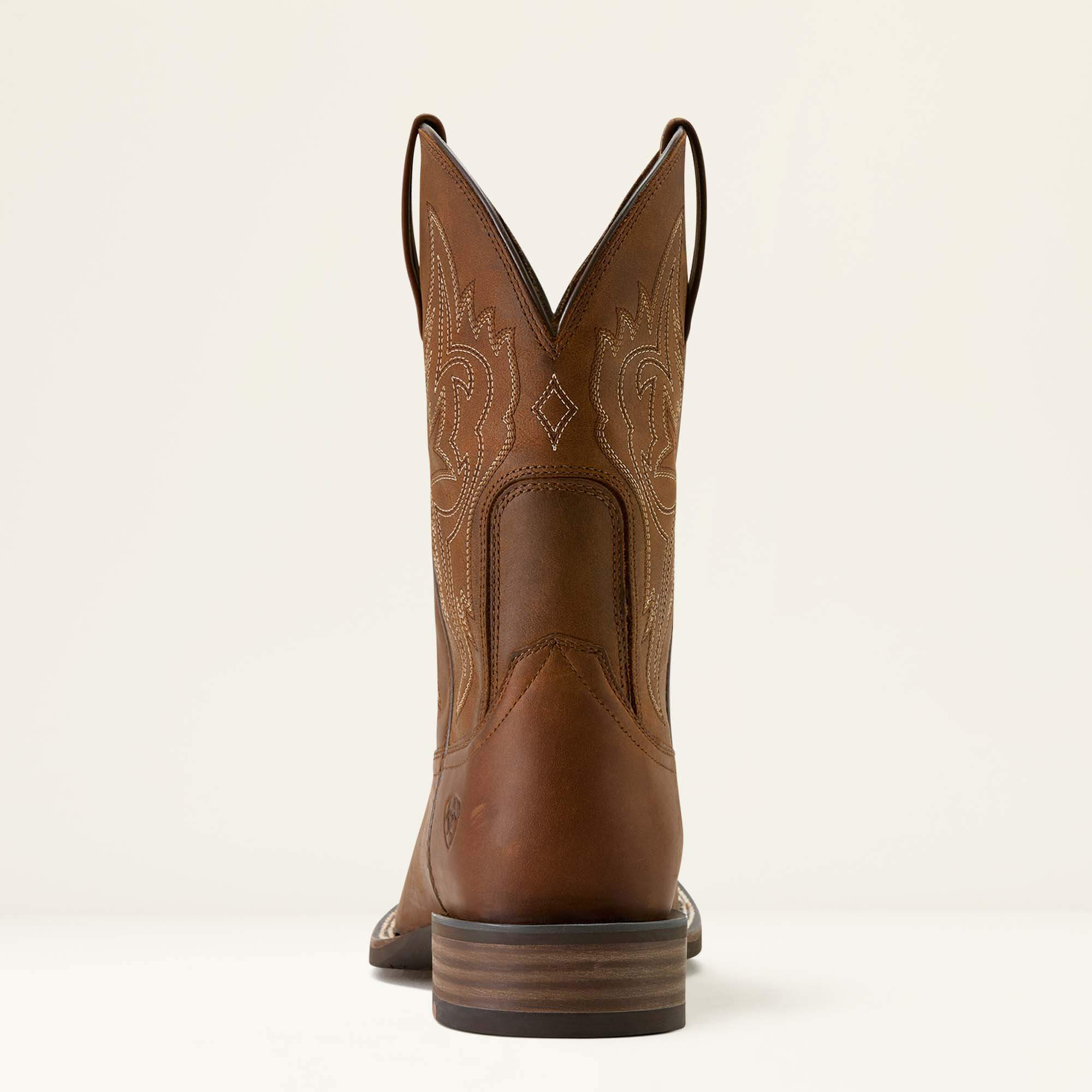 Western Big Rig Wide Square Toe Cowboy Boot Heel - DISTRESSED BROWN