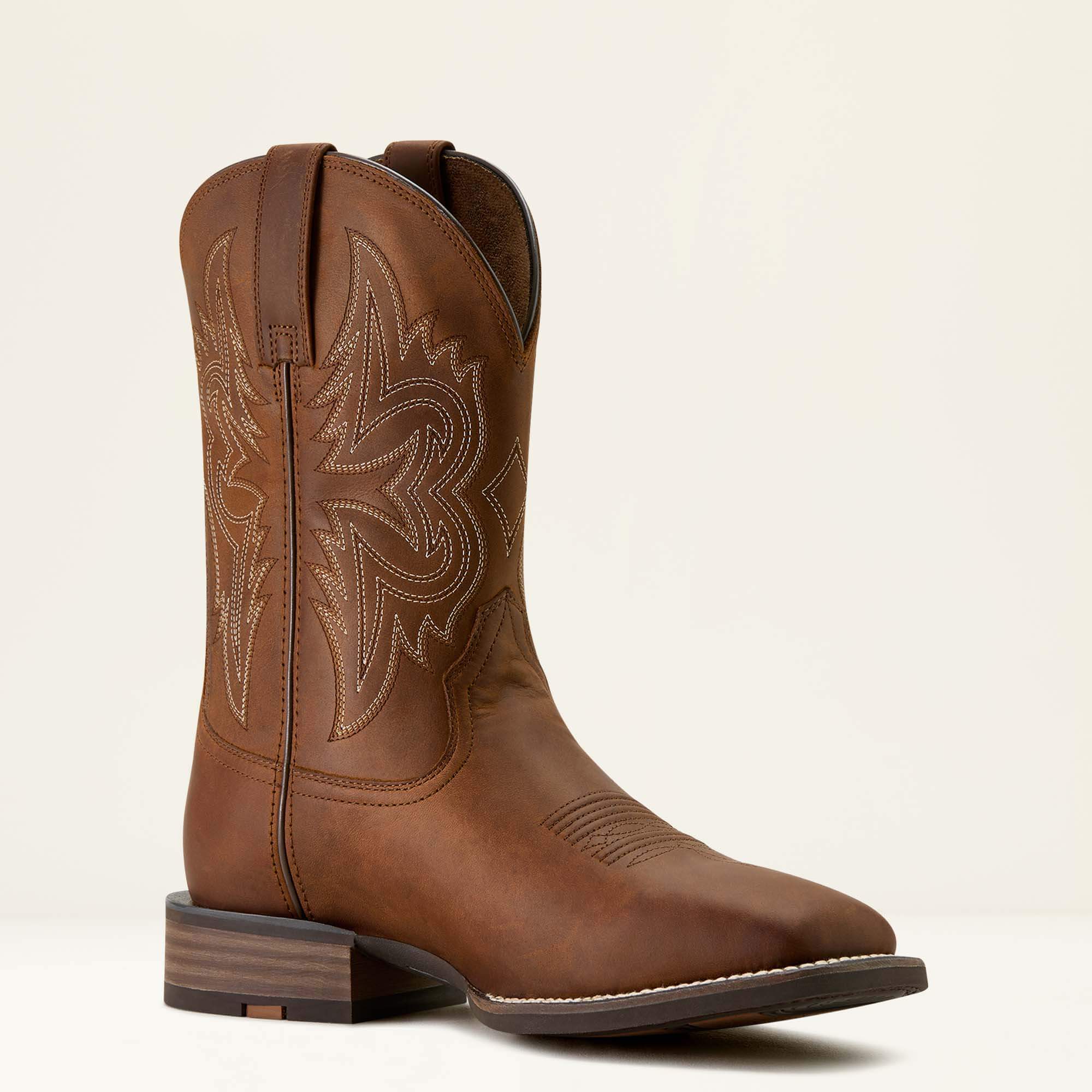 Western Big Rig Wide Square Toe Cowboy Boot Medial - DISTRESSED BROWN