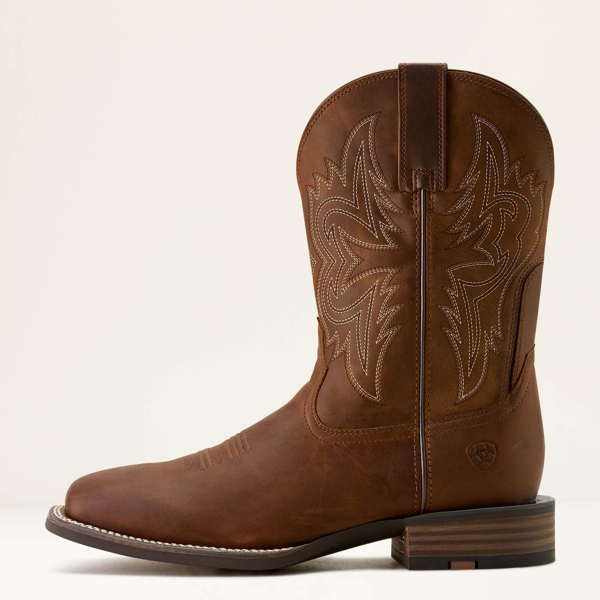 Western Big Rig Wide Square Toe Cowboy Boot Side - DISTRESSED BROWN