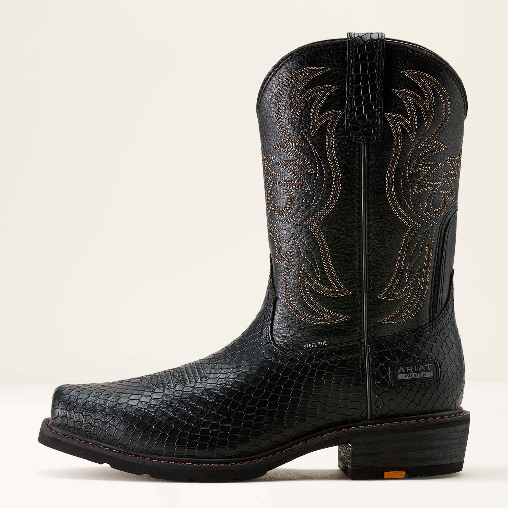 Ironside Square Toe Steel Toe Work Boot Side - BLACK DRAGON PRINT|BLACK